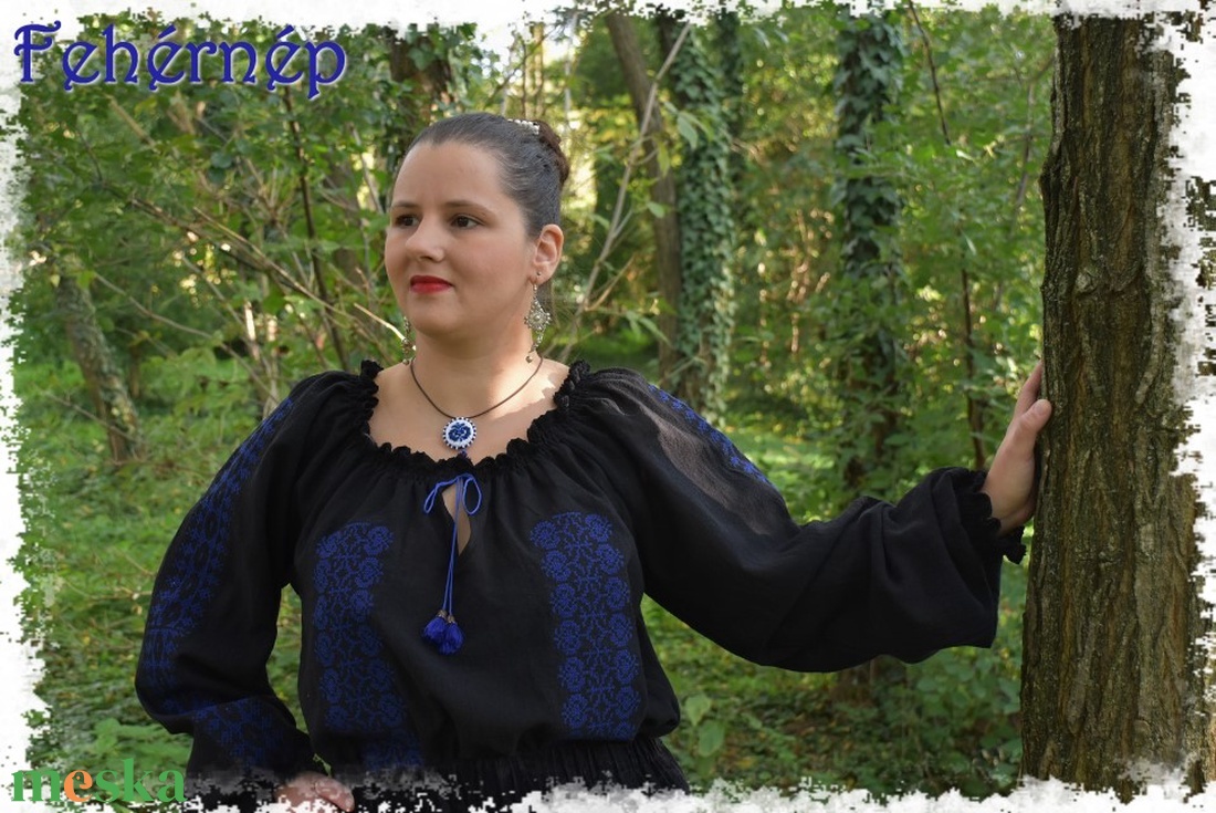 Borbolya gézblúz (fekete-kék) - ruha & divat - női ruha - blúz - Meska.hu Borbolya gézblúz (fekete-kék) - ruha & divat - női ruha - blúz - Meska.hu