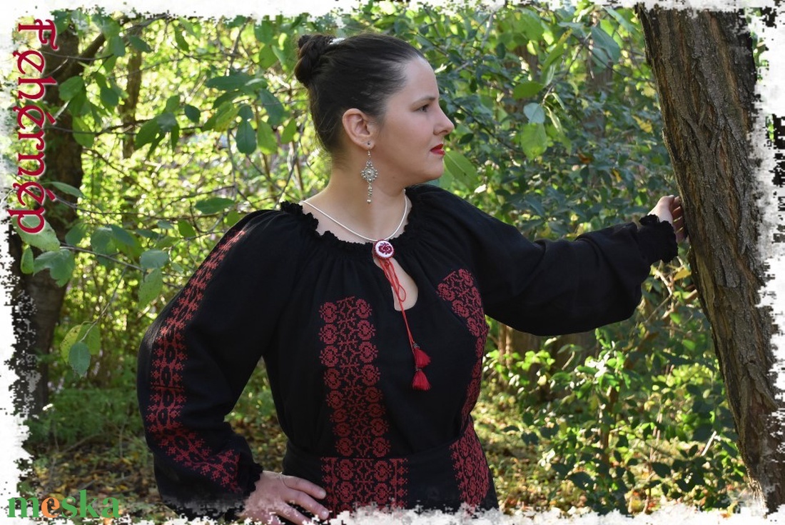 Borbolya gézblúz (fekete-vörös) - ruha & divat - női ruha - blúz - Meska.hu Borbolya gézblúz (fekete-vörös) - ruha & divat - női ruha - blúz - Meska.hu
