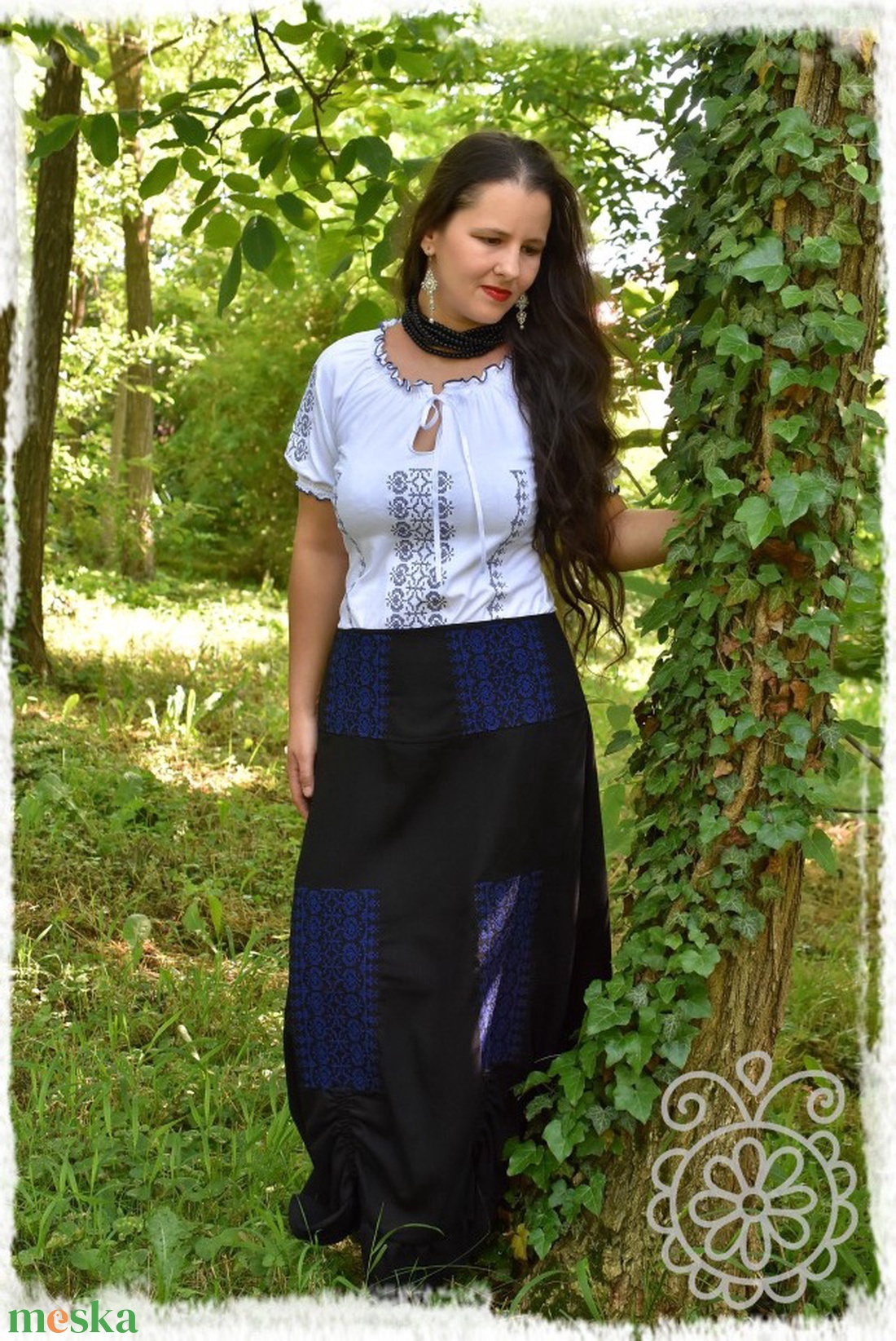 Borbolya szalagos blúz (fehér-kék) RU - ruha & divat - női ruha - blúz - Meska.hu Borbolya szalagos blúz (fehér-kék) RU - ruha & divat - női ruha - blúz - Meska.hu