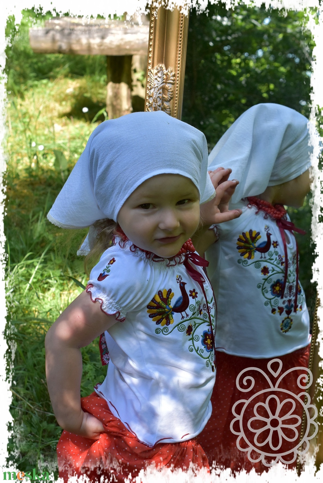 Leányka nyári gézkendő � rábaközi - ruha & divat - sál, sapka, kendő - kendő - Meska.hu