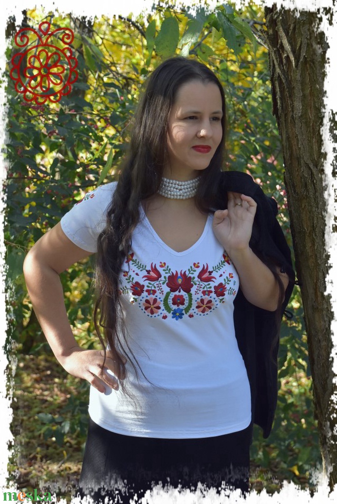 Matyó Fehérnép fehér-színes RU 2. - ruha & divat - női ruha - póló, felső - Meska.hu