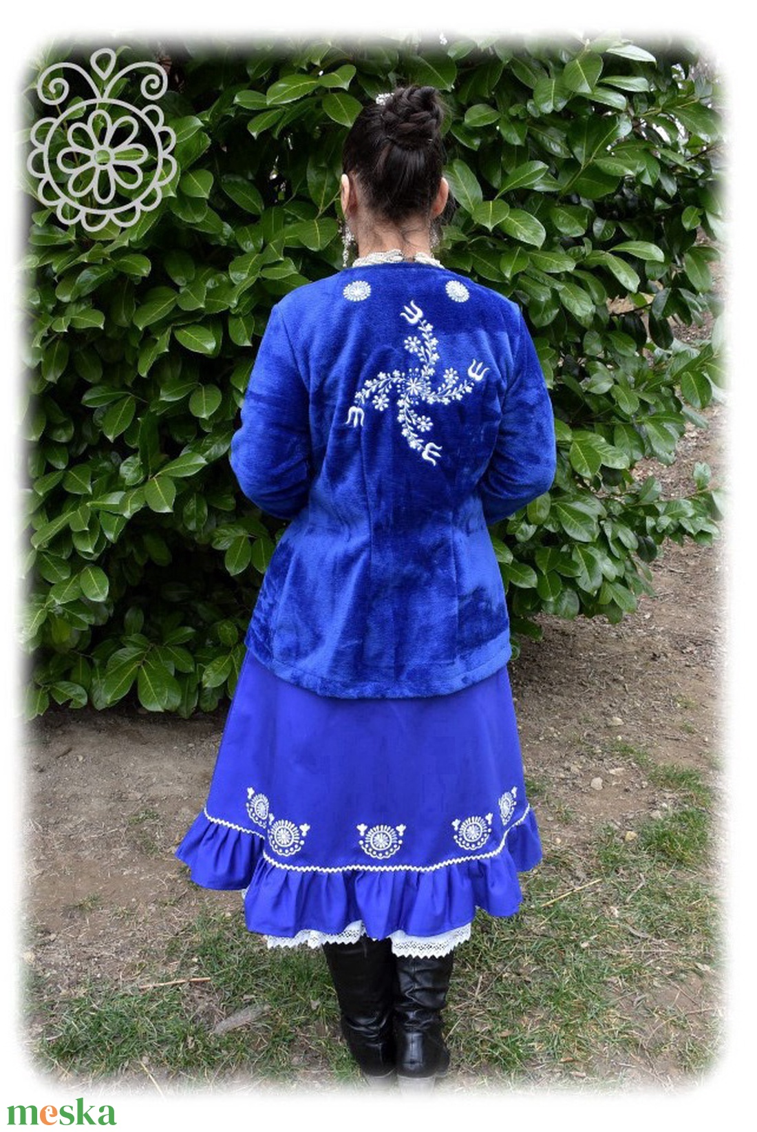 Fehérnép-ujjas zalai fehérhímzéssel (kék-Zalai Ragyogó) - ruha & divat - női ruha - kabát - Meska.hu