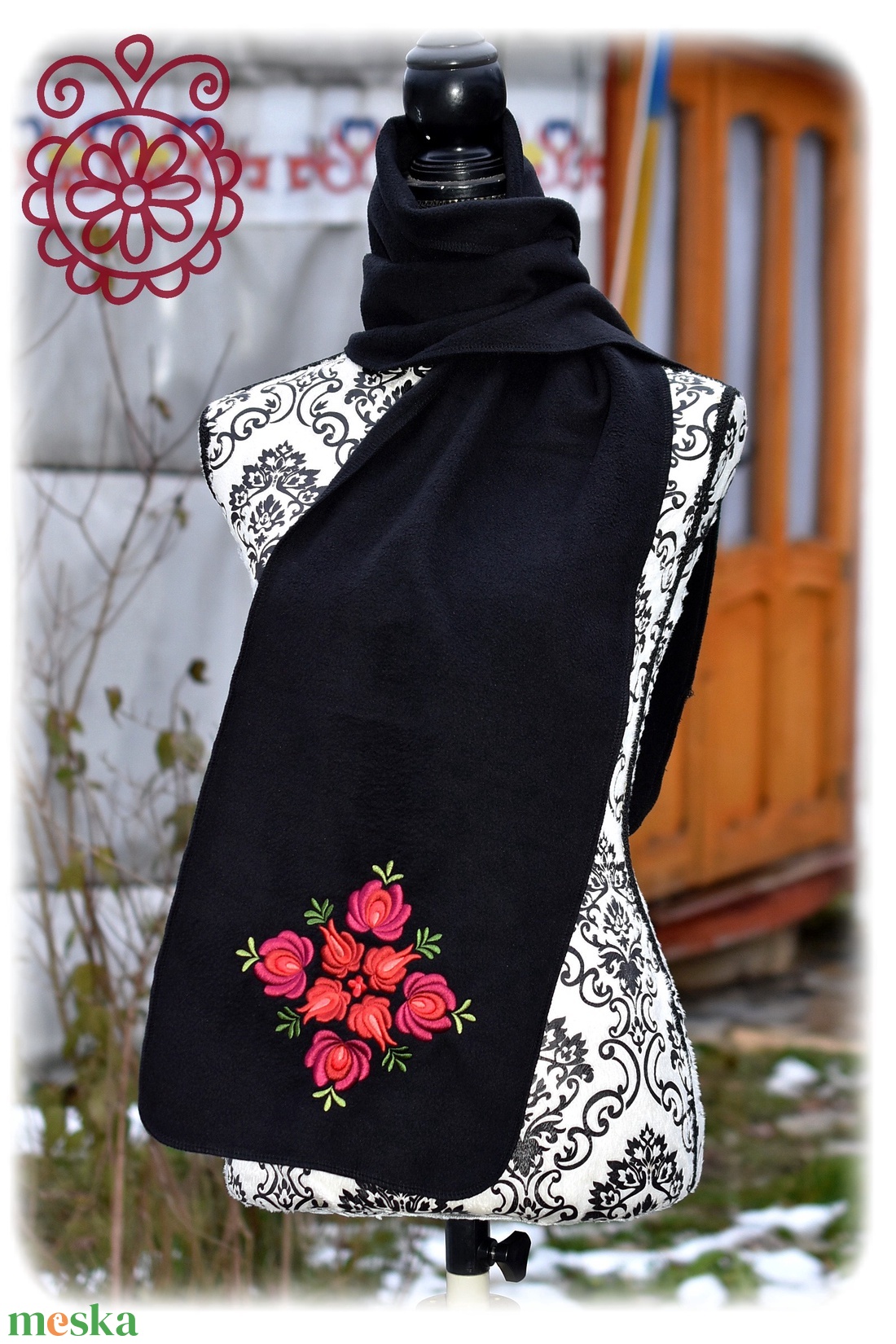 Fehérnép matyó téli sál � fekete - ruha & divat - sál, sapka, kendő - sál - Meska.hu