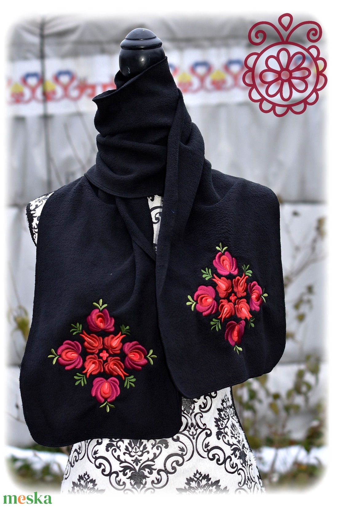 Fehérnép matyó téli sál � fekete - ruha & divat - sál, sapka, kendő - sál - Meska.hu