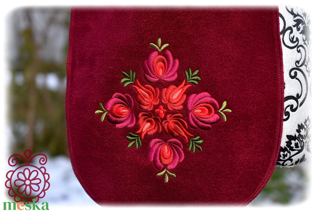 Fehérnép matyó téli sál � bordó - ruha & divat - sál, sapka, kendő - sál - Meska.hu