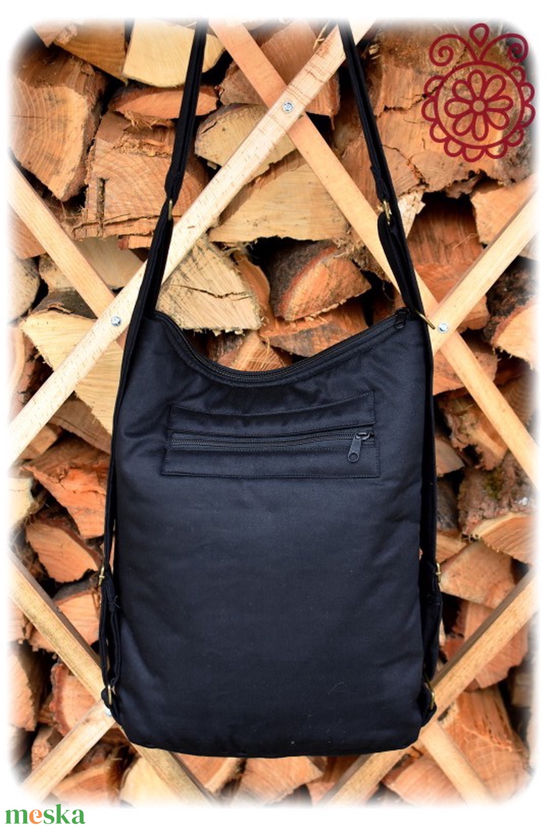 Cifra hátitarisznya � Matyó (fekete) - táska & tok - hátizsák - hátizsák - Meska.hu