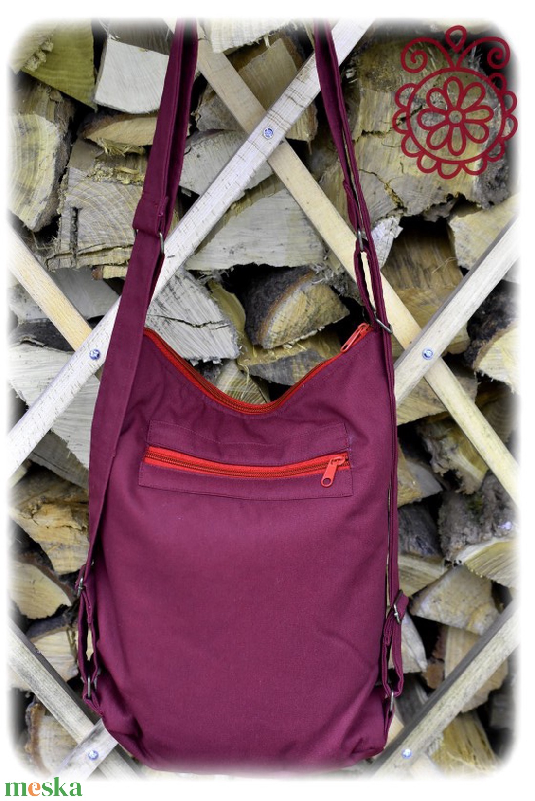 Cifra hátitarisznya � Matyó (bordó-khaki) - táska & tok - hátizsák - hátizsák - Meska.hu