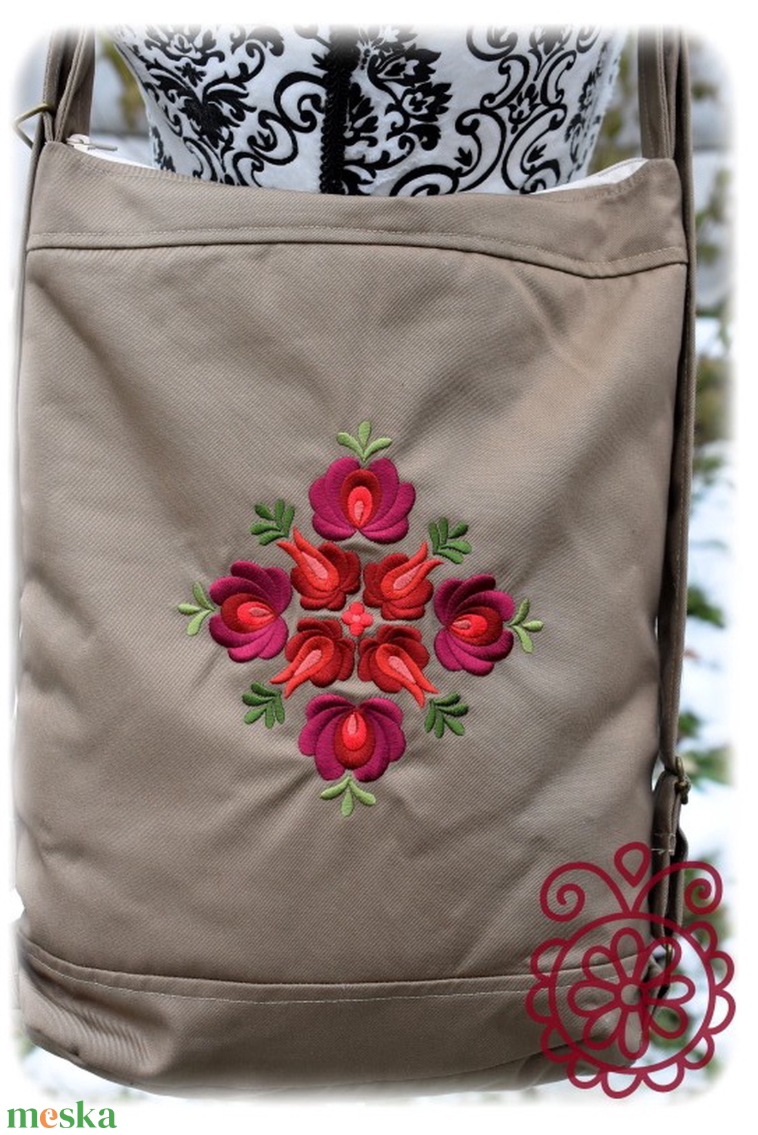 Cifra hátitarisznya � Matyó (khaki) - táska & tok - hátizsák - hátizsák - Meska.hu