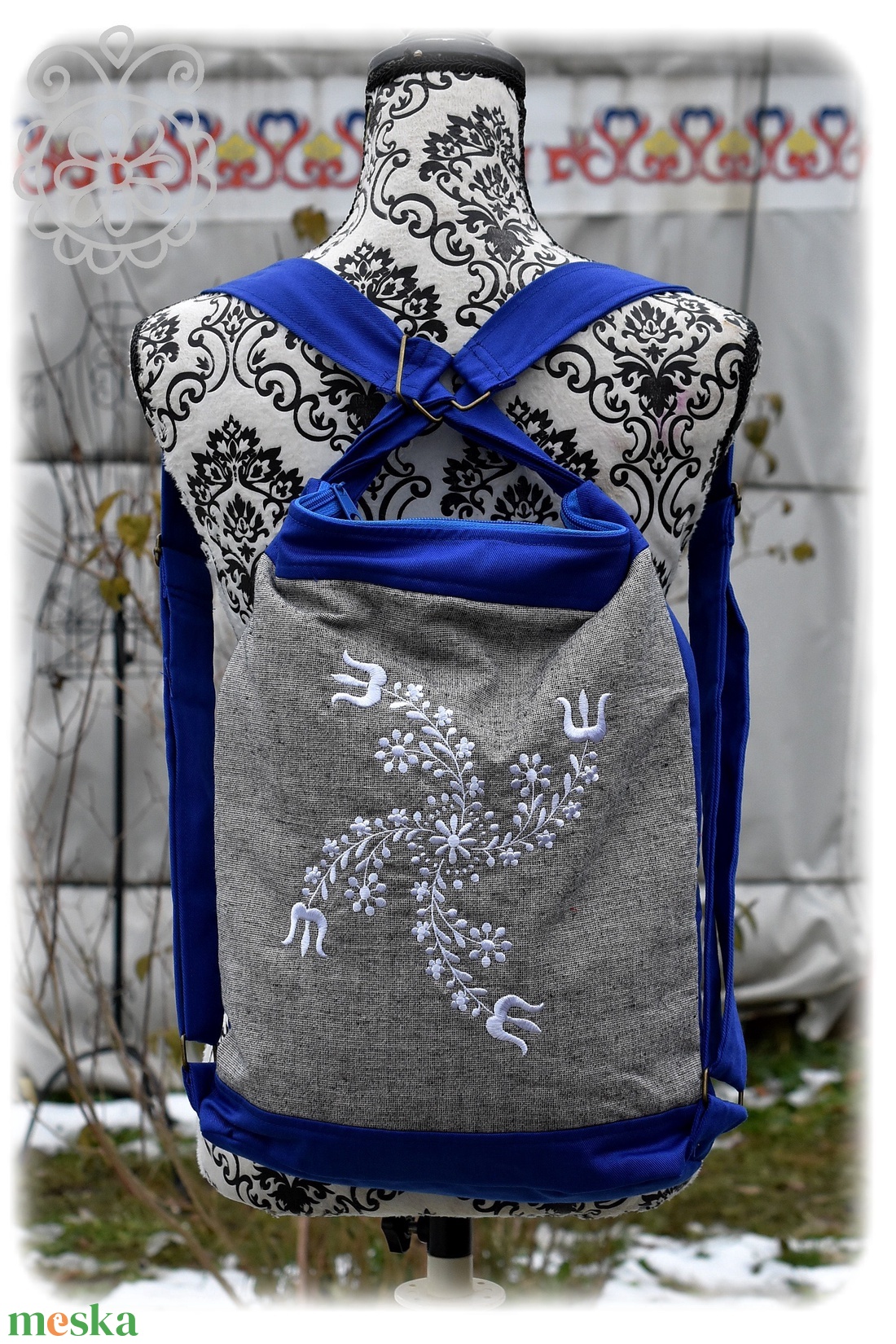 Cifra hátitarisznya � Zalai Ragyogó Forgórózsa (kék-szürke) - táska & tok - hátizsák - hátizsák - Meska.hu