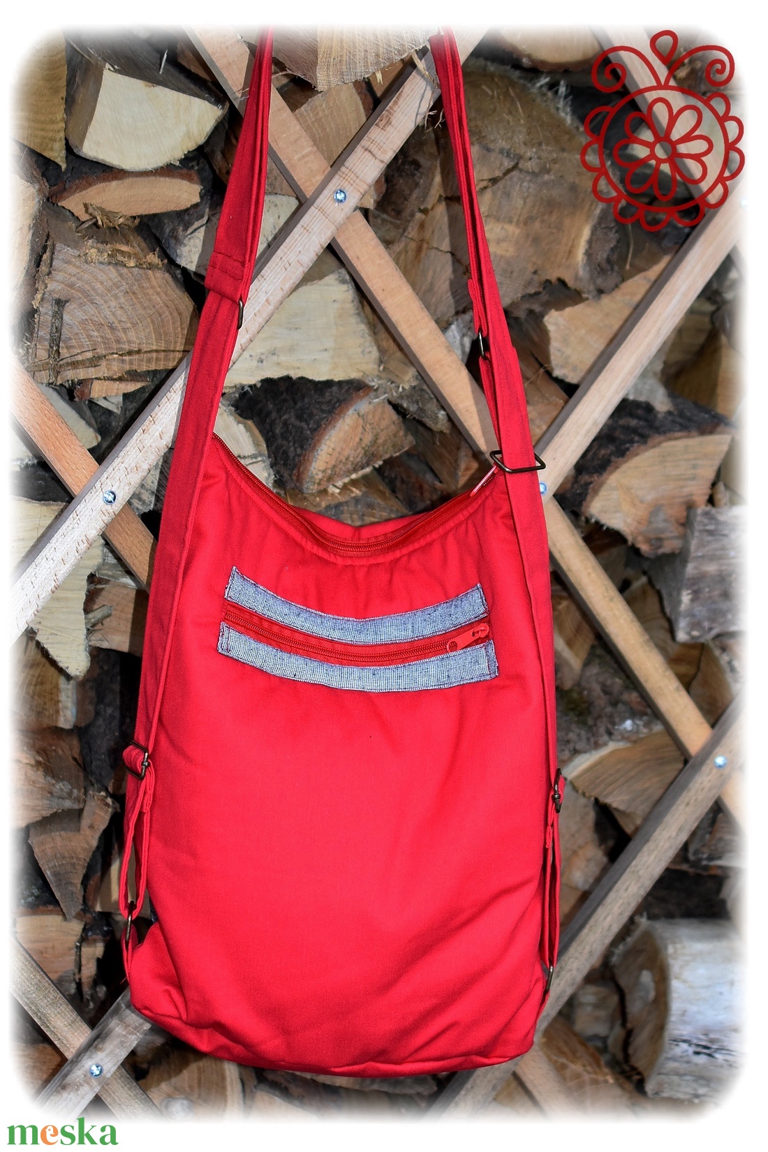 Cifra hátitarisznya � Mezőségi (piros-szürke) - táska & tok - hátizsák - hátizsák - Meska.hu