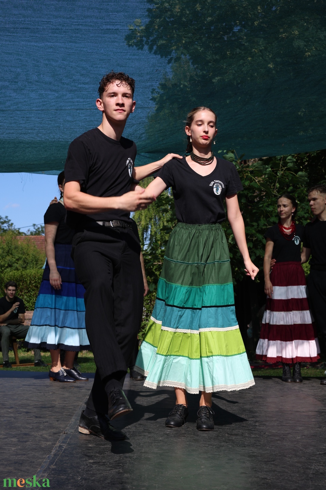 Vidéki szoknya � zöld árnyalatos - ruha & divat - női ruha - szoknya - Meska.hu