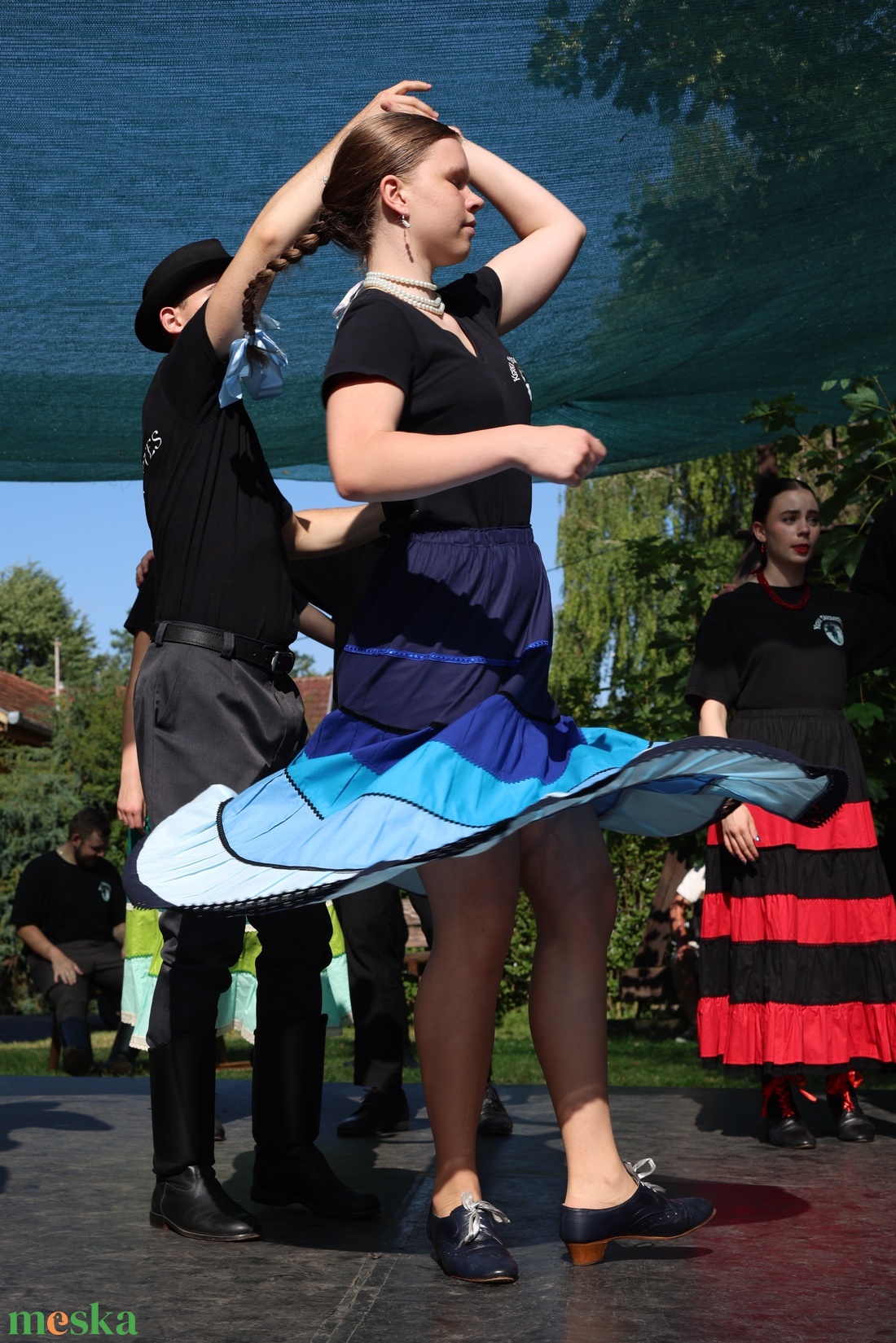 Vidéki szoknya � kék árnyalatos - ruha & divat - női ruha - szoknya - Meska.hu