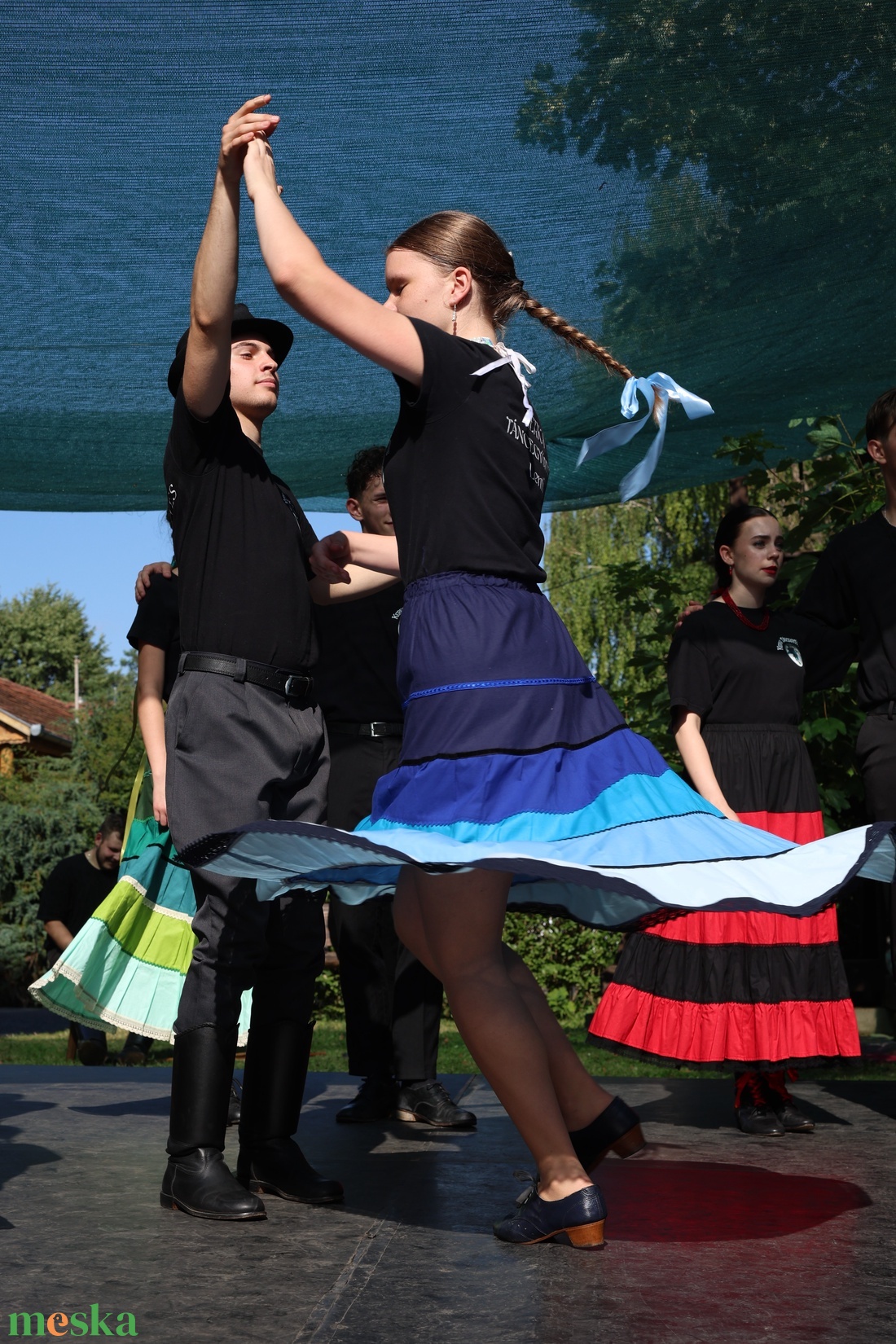 Vidéki szoknya � kék árnyalatos - ruha & divat - női ruha - szoknya - Meska.hu