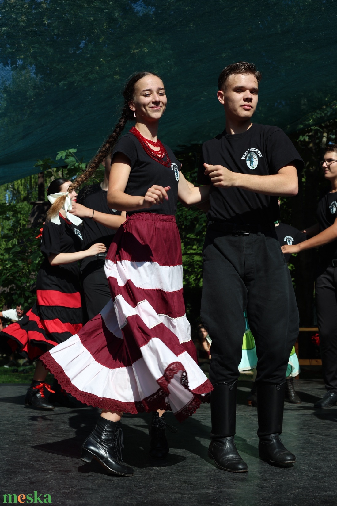 Vidéki szoknya � bordó csíkos - ruha & divat - női ruha - szoknya - Meska.hu