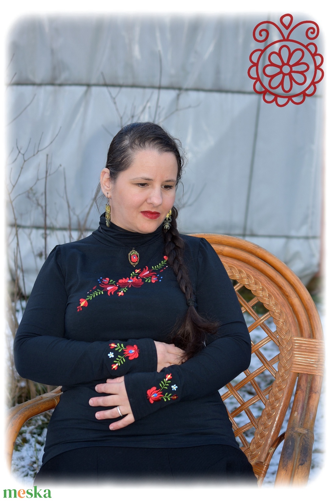 Garbó � Matyó (fekete) - ruha & divat - női ruha - pulóver - Meska.hu