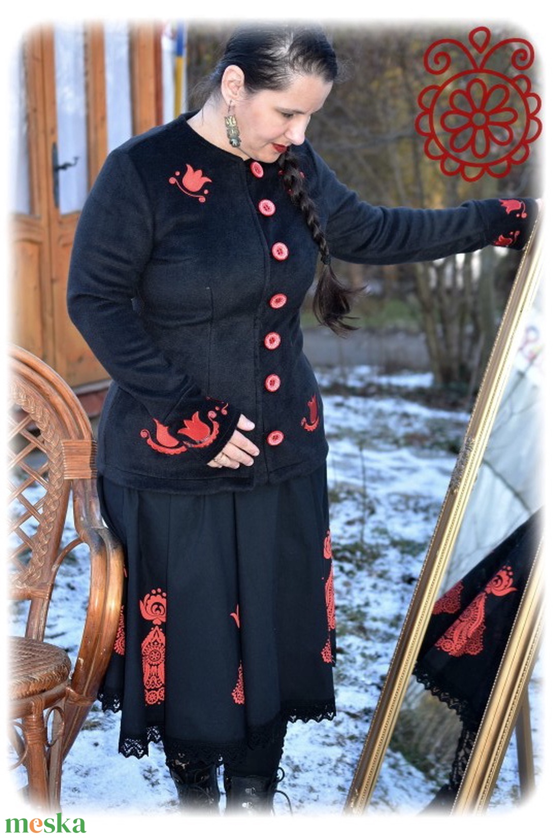 Fehérnép-ujjas mezőségi (fekete) - ruha & divat - női ruha - kabát - Meska.hu