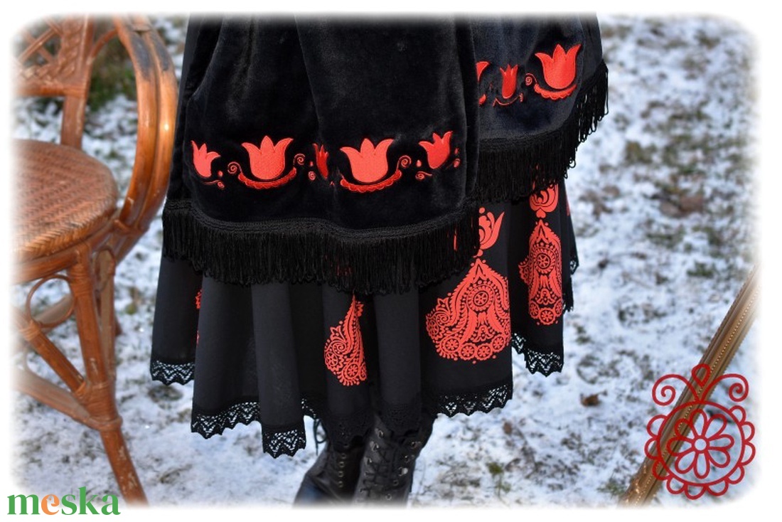 Mezőségi stóla (fekete) - ruha & divat - sál, sapka, kendő - stóla - Meska.hu