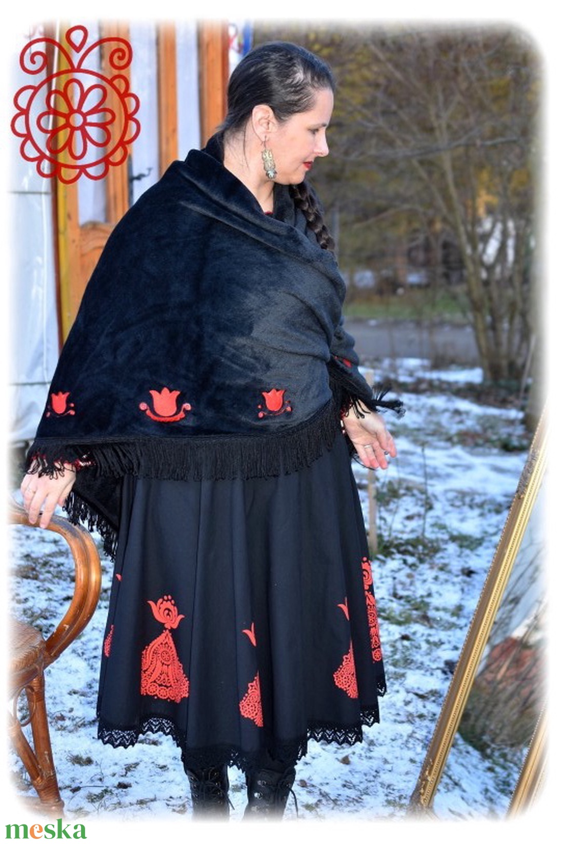 Mezőségi nagykendő (fekete) - ruha & divat - sál, sapka, kendő - vállkendő - Meska.hu