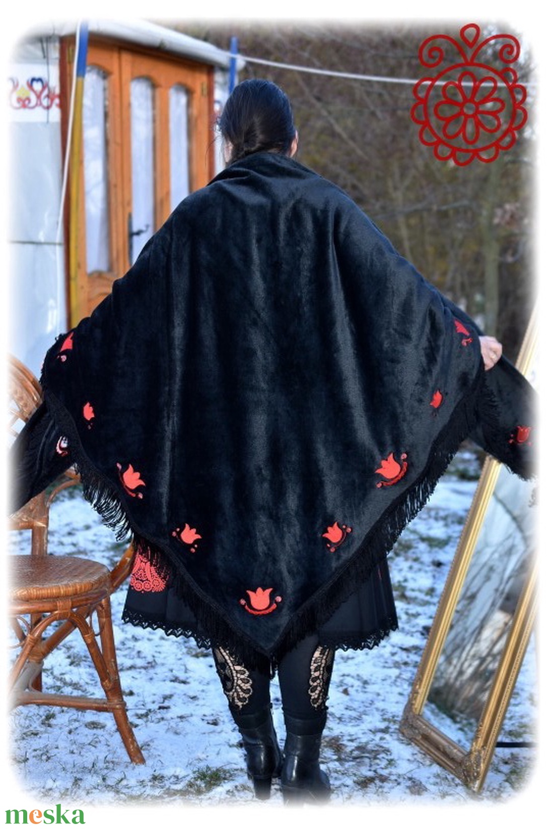 Mezőségi nagykendő (fekete) - ruha & divat - sál, sapka, kendő - vállkendő - Meska.hu