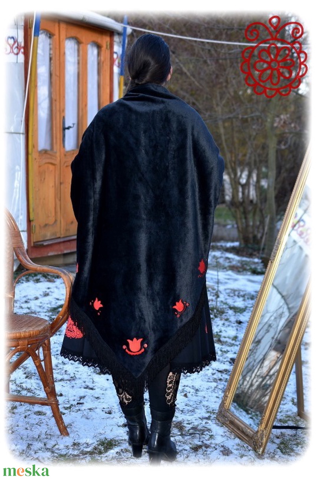 Mezőségi nagykendő (fekete) - ruha & divat - sál, sapka, kendő - vállkendő - Meska.hu