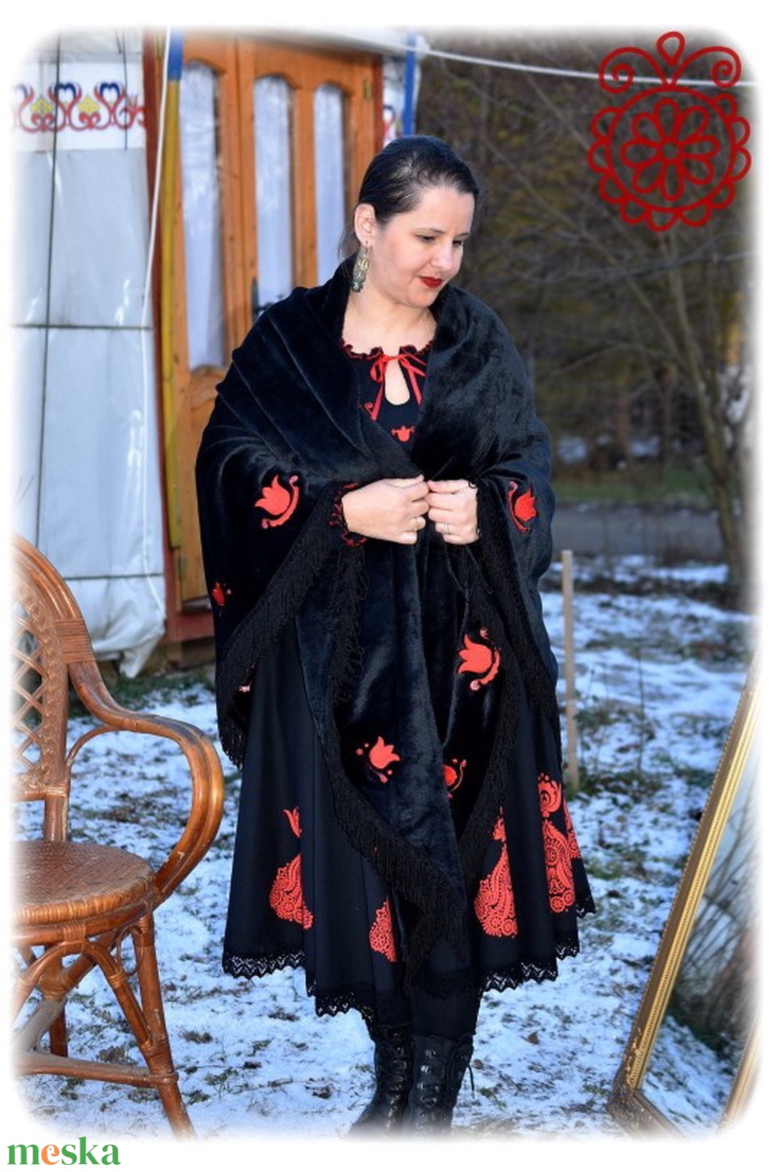 Mezőségi nagykendő (fekete) - ruha & divat - sál, sapka, kendő - vállkendő - Meska.hu