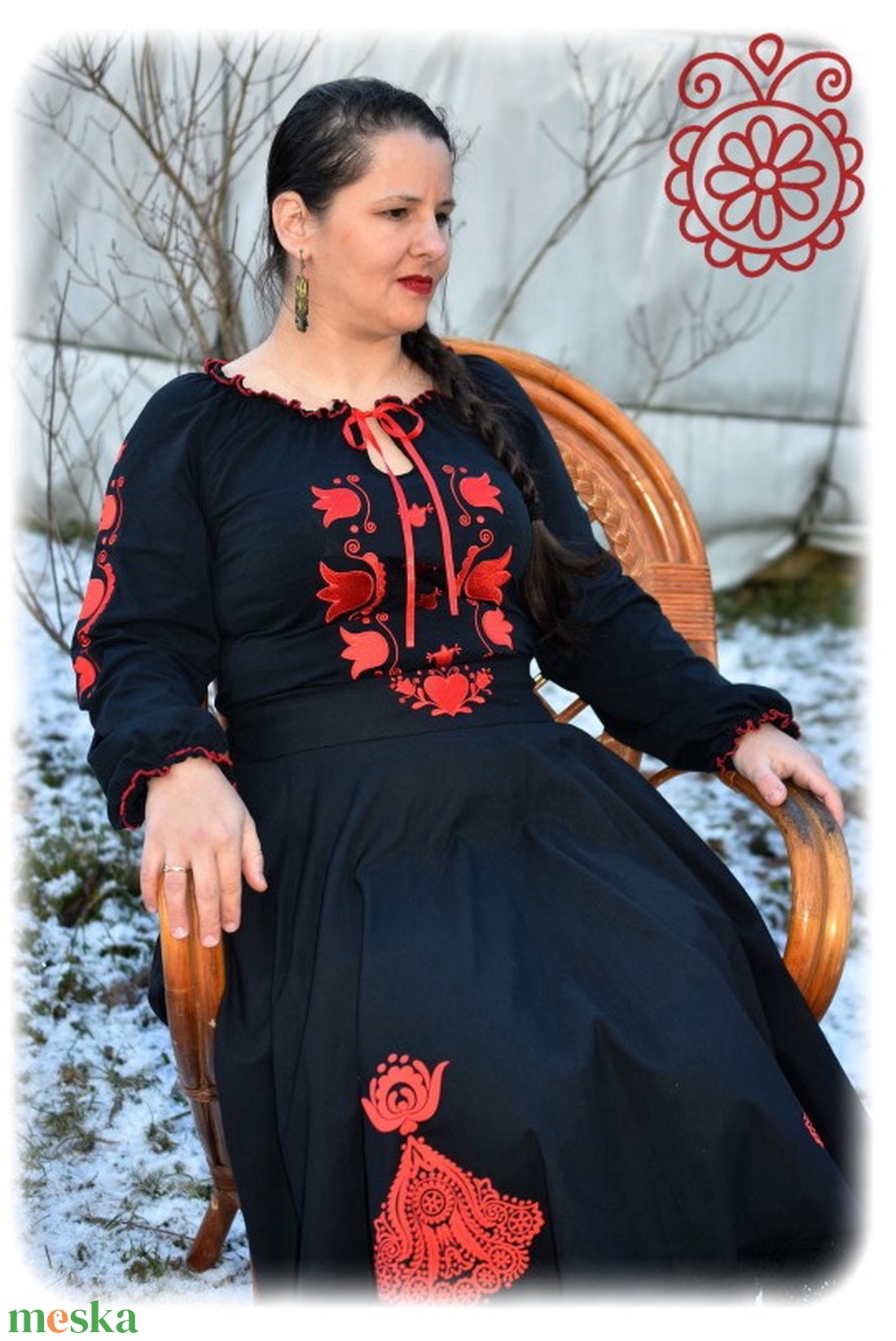 Mezőségi Fehérnép szalagos blúza � fekete HU - ruha & divat - női ruha - blúz - Meska.hu