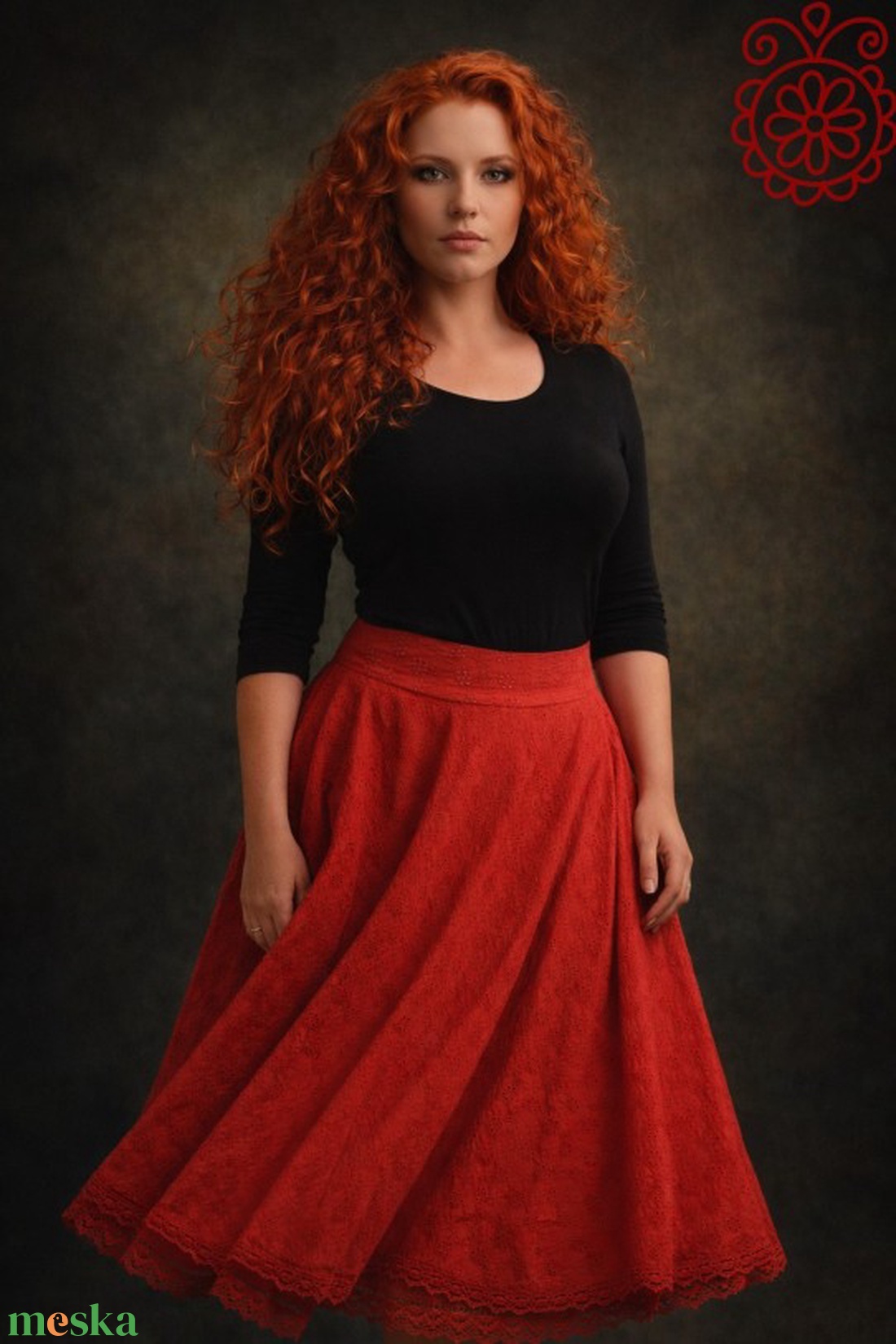 Madeira-géz, dupla rétegű körloknis szoknya � piros - ruha & divat - női ruha - szoknya - Meska.hu