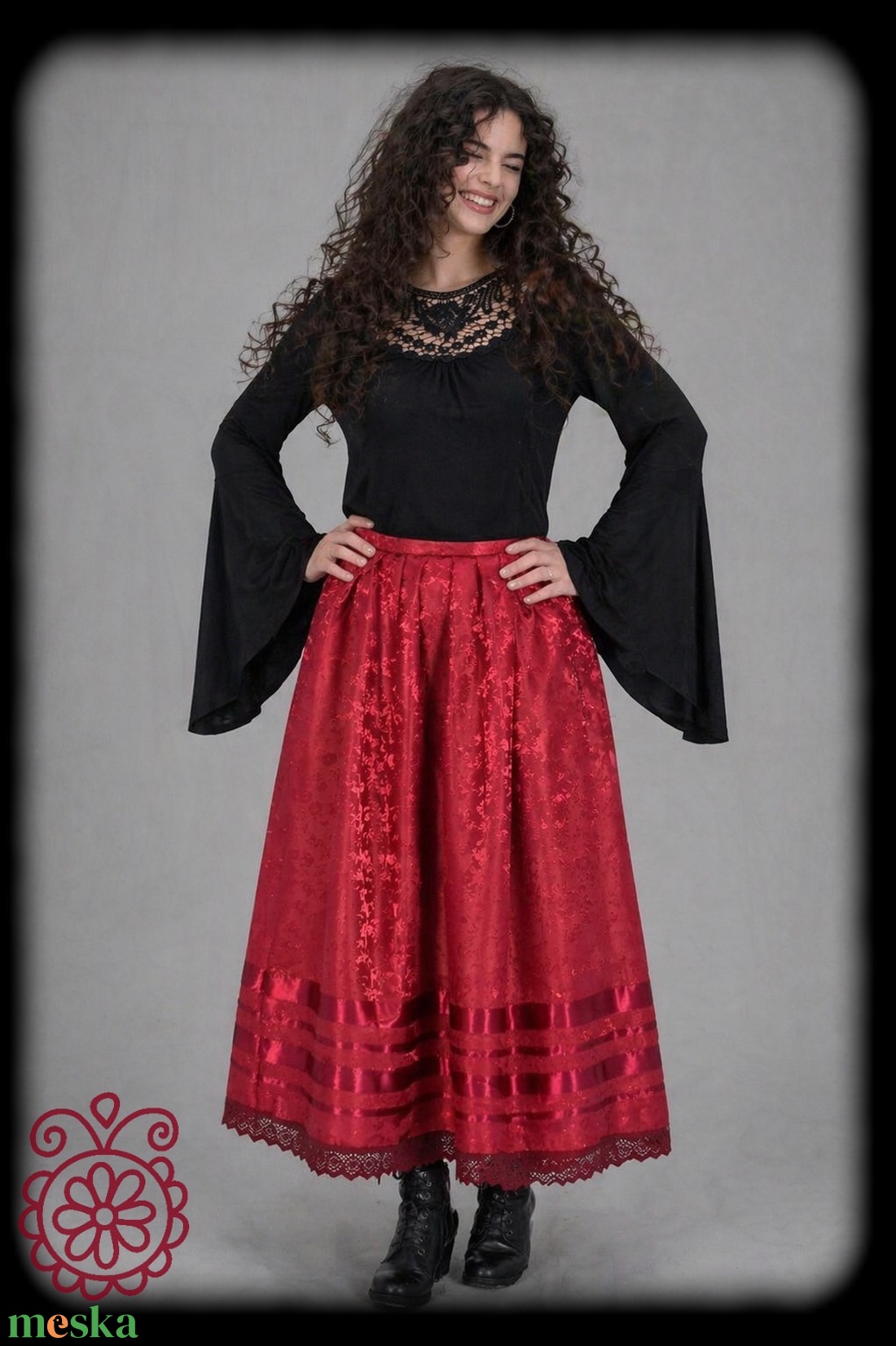 Kánya szoknya � bordó brokát - ruha & divat - női ruha - szoknya - Meska.hu