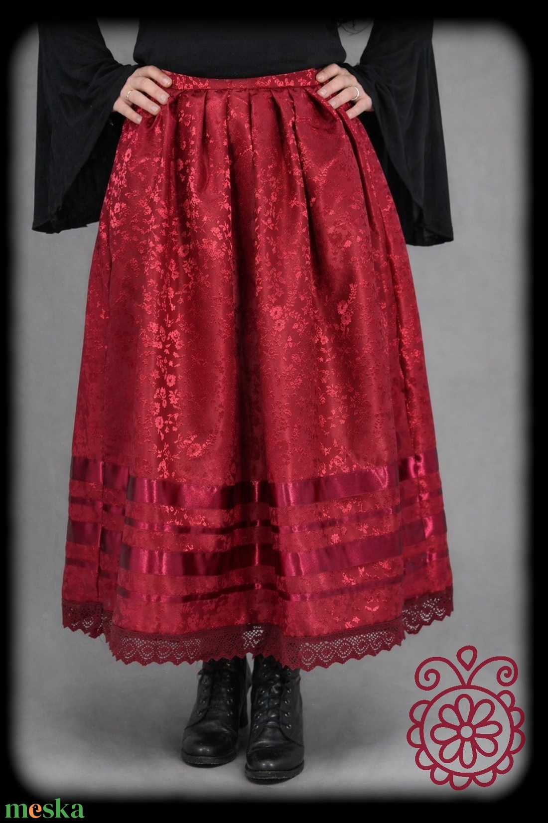 Kánya szoknya � bordó brokát - ruha & divat - női ruha - szoknya - Meska.hu