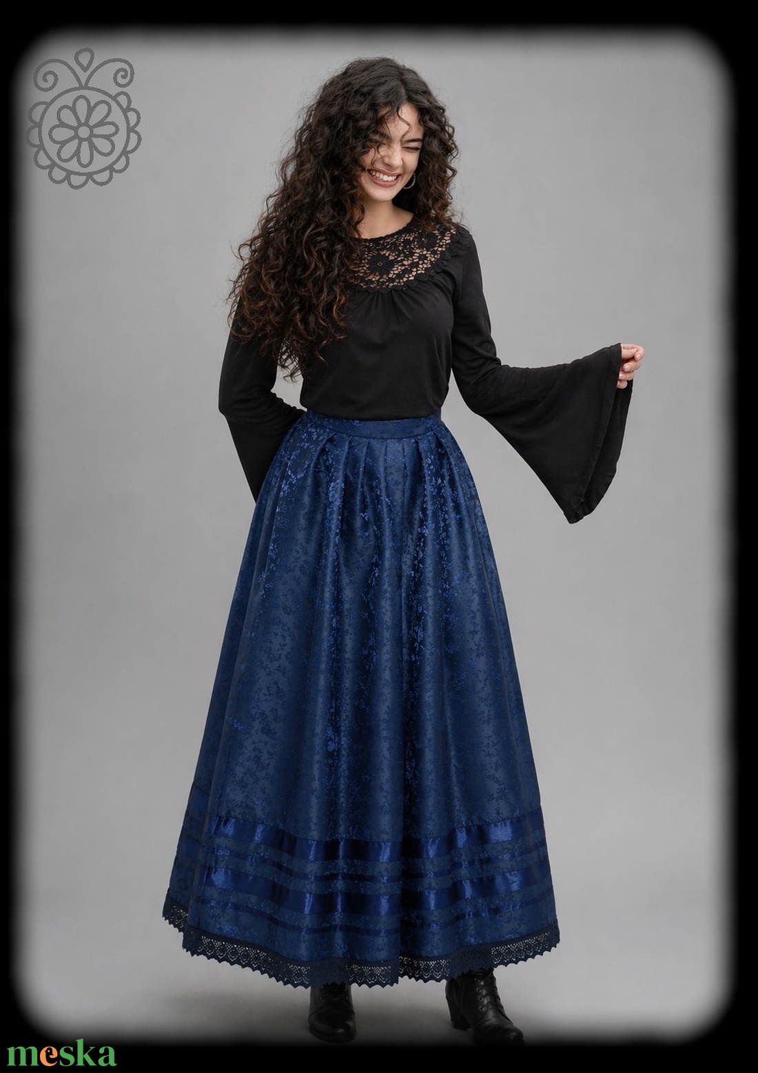 Kánya szoknya � kék brokát - ruha & divat - női ruha - szoknya - Meska.hu