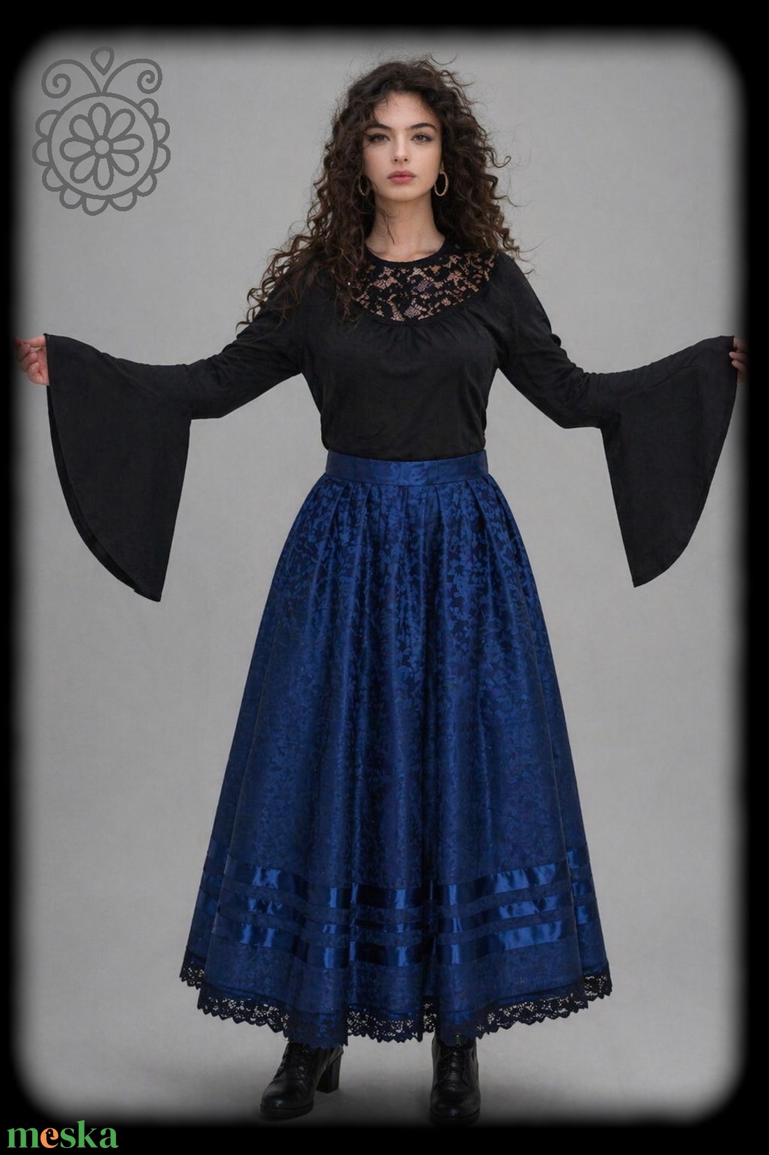 Kánya szoknya � kék brokát - ruha & divat - női ruha - szoknya - Meska.hu