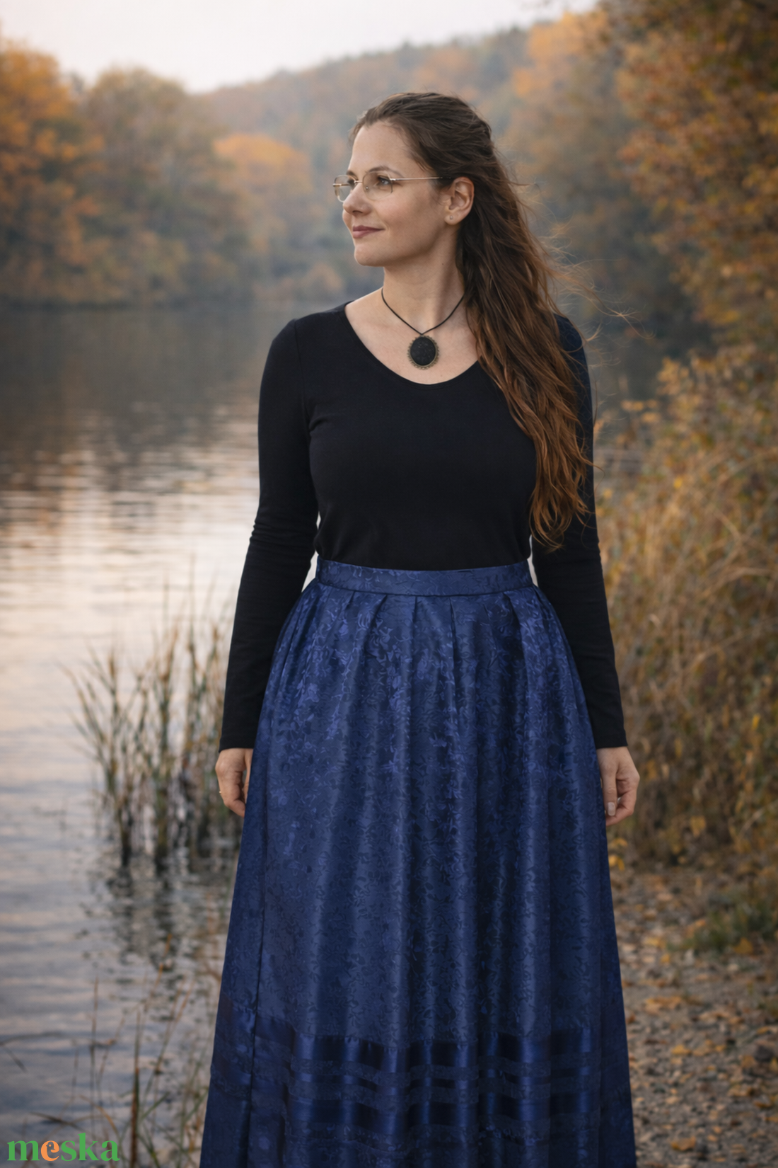 Kánya szoknya � kék brokát - ruha & divat - női ruha - szoknya - Meska.hu