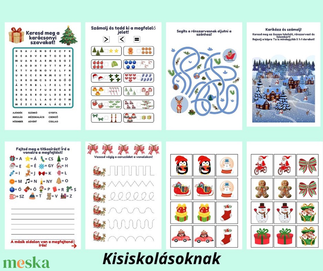 Karácsonyi füzet kisiskolásoknak - játék & sport - készségfejlesztő és logikai játék - oktató játékok - Meska.hu