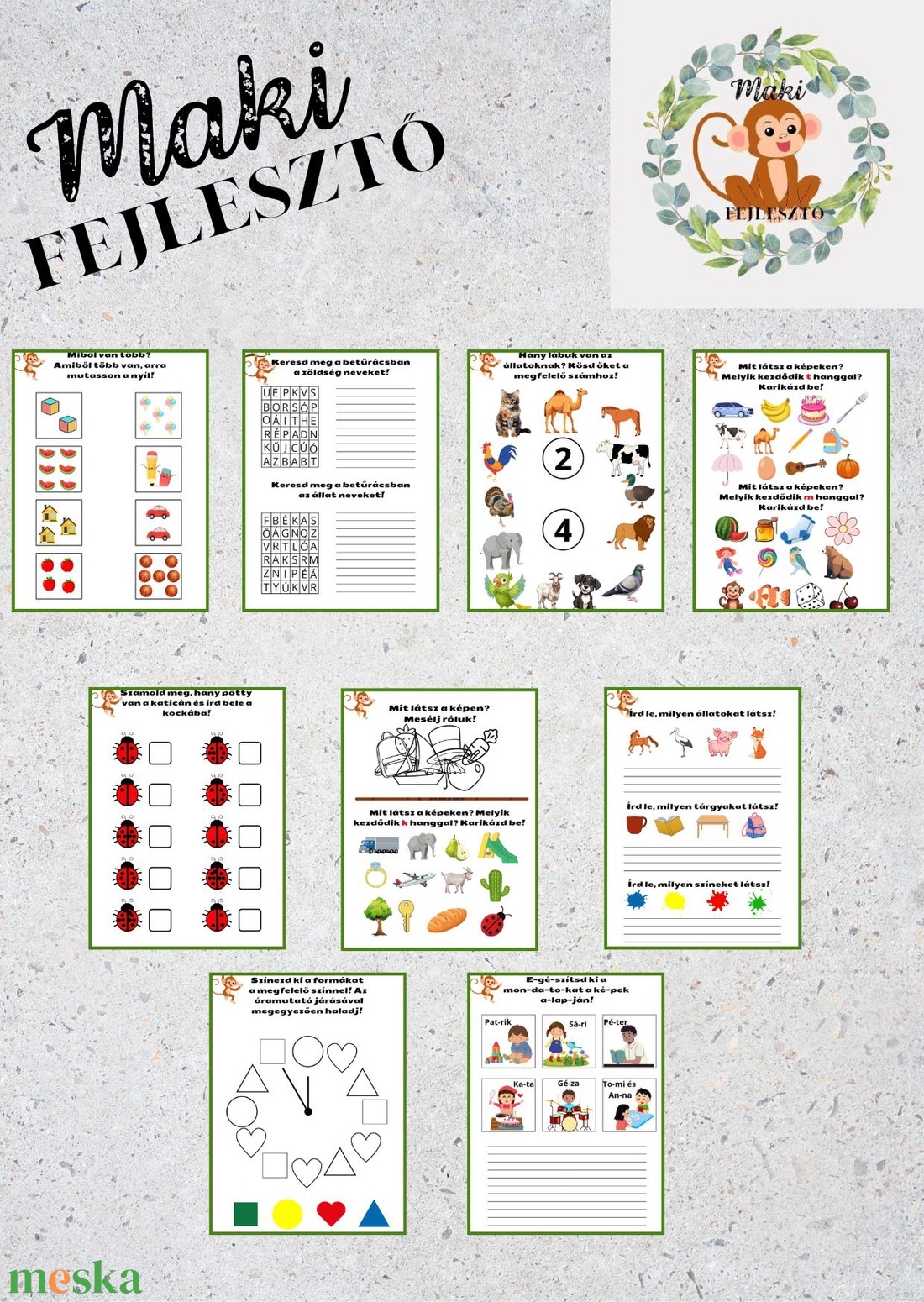 1. osztályos foglalkoztató füzet - játék & sport - készségfejlesztő és logikai játék - oktató játékok - Meska.hu