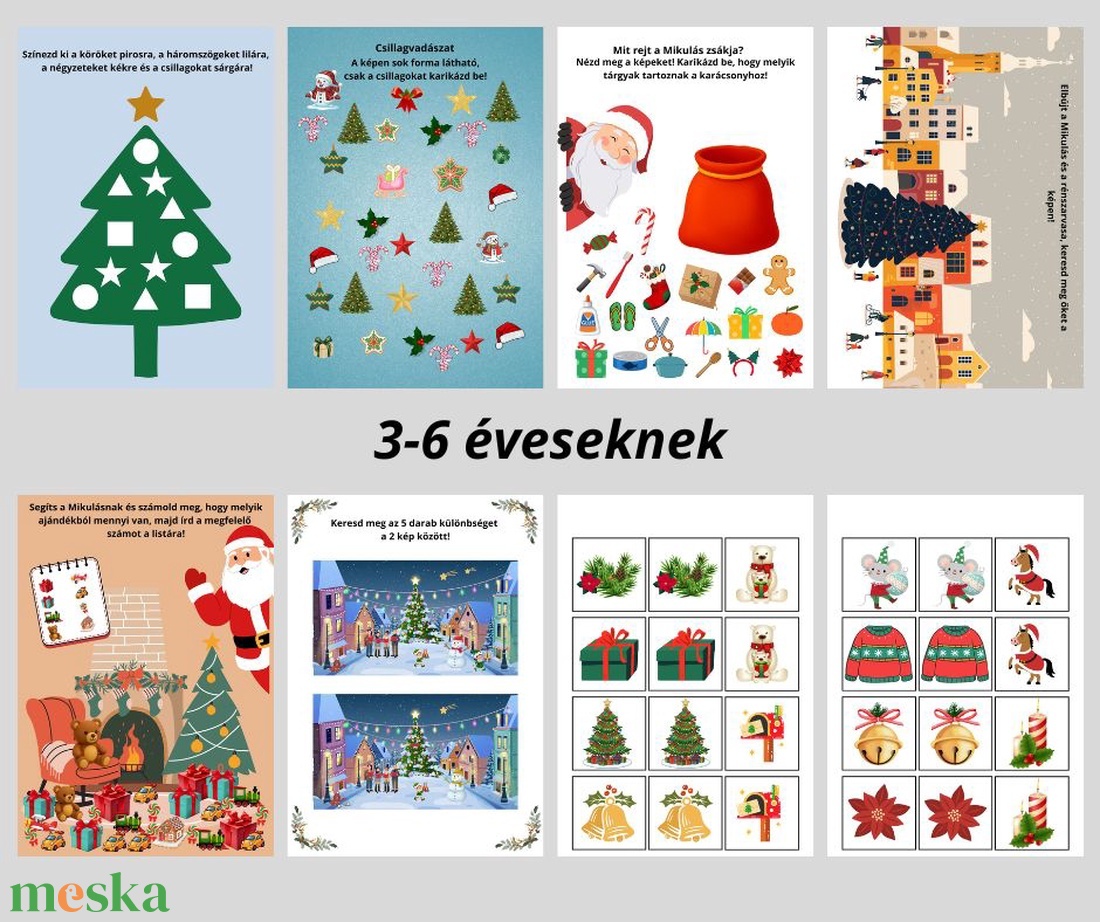Karácsonyi foglalkoztató füzet (3-6 éveseknek) - játék & sport - készségfejlesztő és logikai játék - oktató játékok - Meska.hu