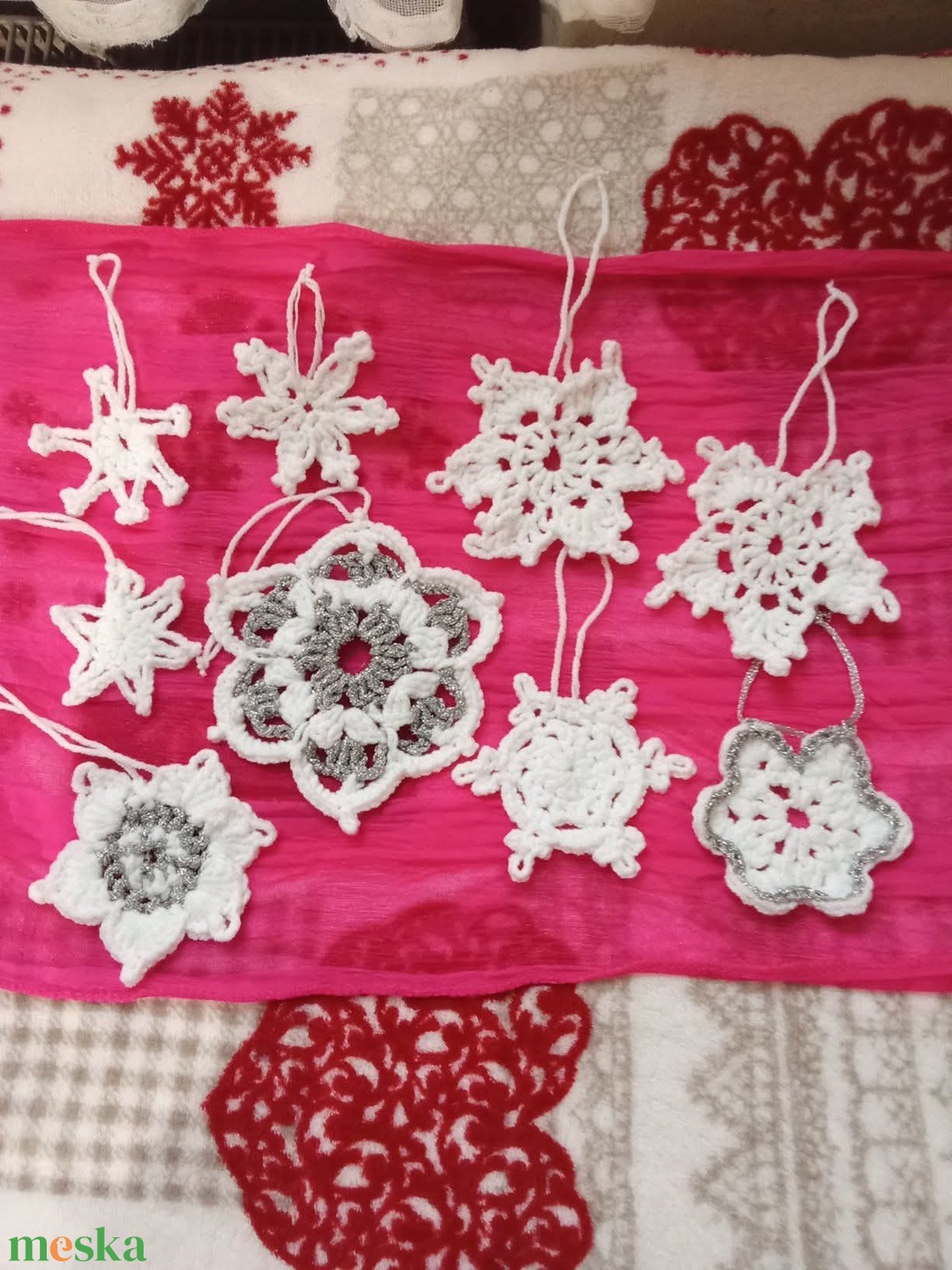 Karácsonyi hópehely dîszek - karácsony - karácsonyi lakásdekoráció - karácsonyfadíszek - Meska.hu