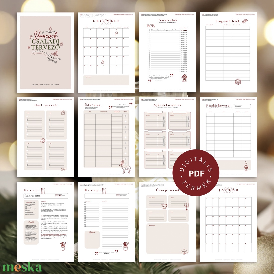TERVEZŐ gondoskodó anyáknak - a téli szünetre és az ünnepekre (Digitális termék) - otthon & életmód - papír, írószer - naptár & tervező - Meska.hu