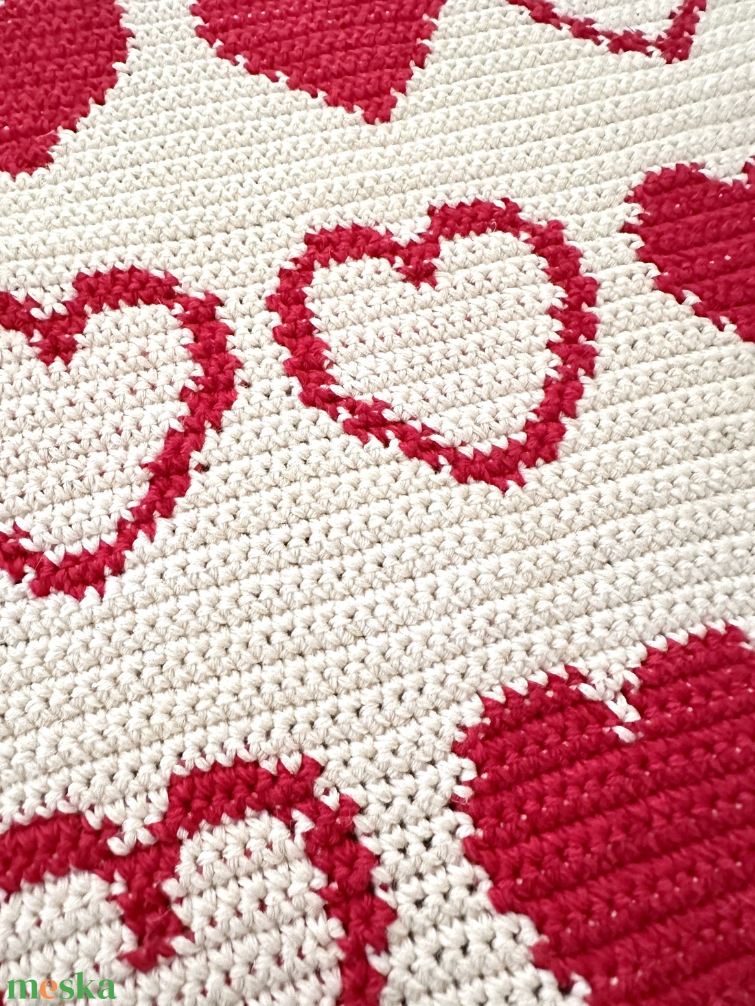 Szíves horgolt kéztörlő - otthon & életmód - fürdőszoba - törölköző - Meska.hu