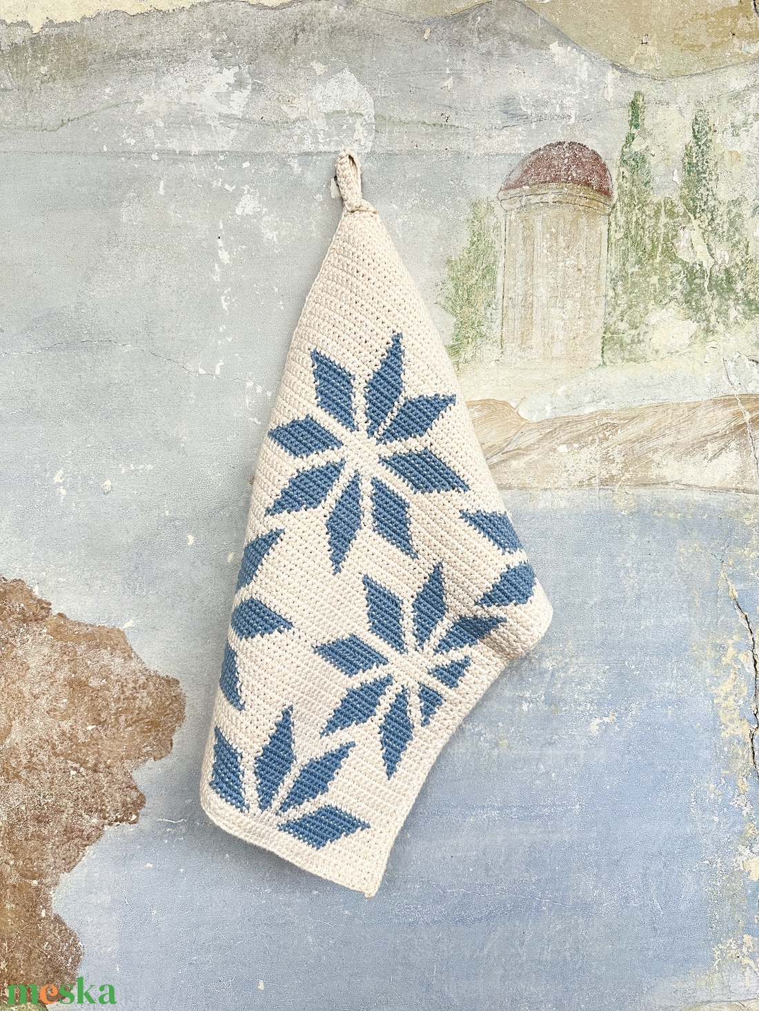 Csillagos horgolt kéztörlő - otthon & életmód - fürdőszoba - törölköző - Meska.hu