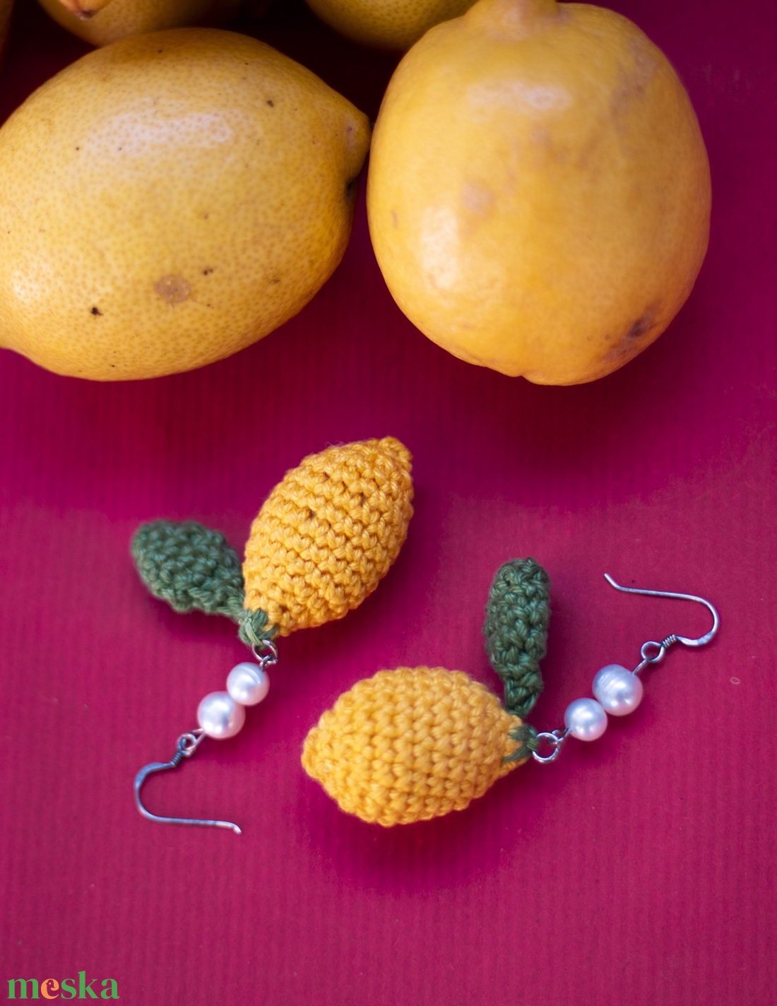 Citromos fülbevaló - ékszer - fülbevaló - lógó fülbevaló - Meska.hu