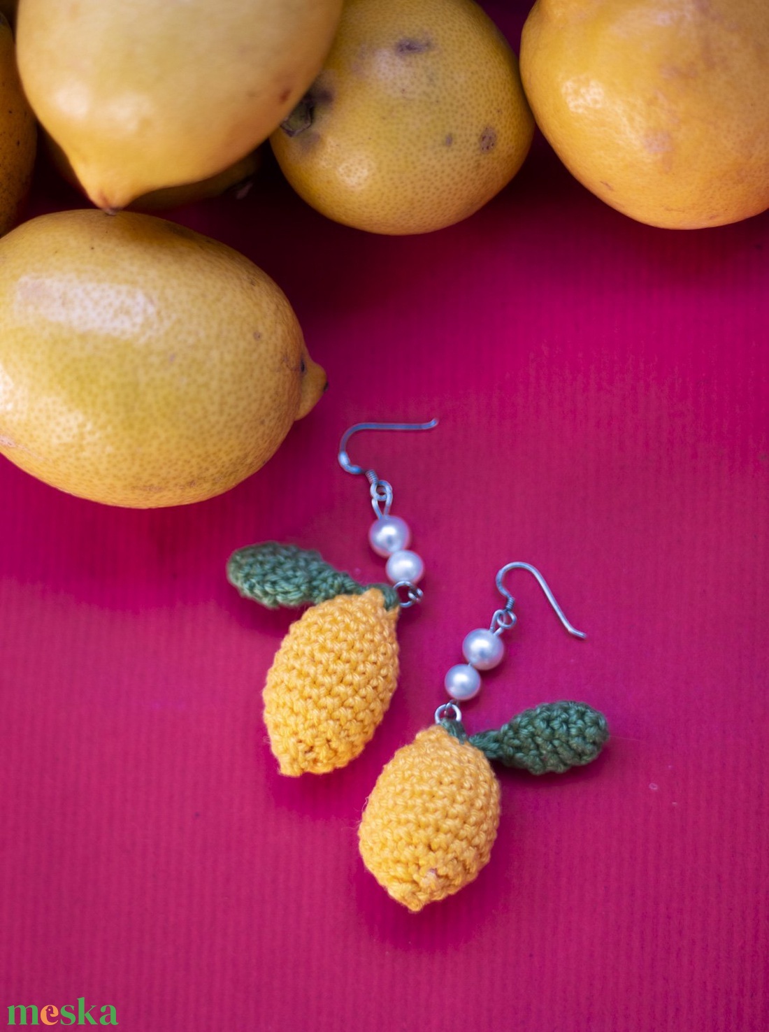 Citromos fülbevaló - ékszer - fülbevaló - lógó fülbevaló - Meska.hu