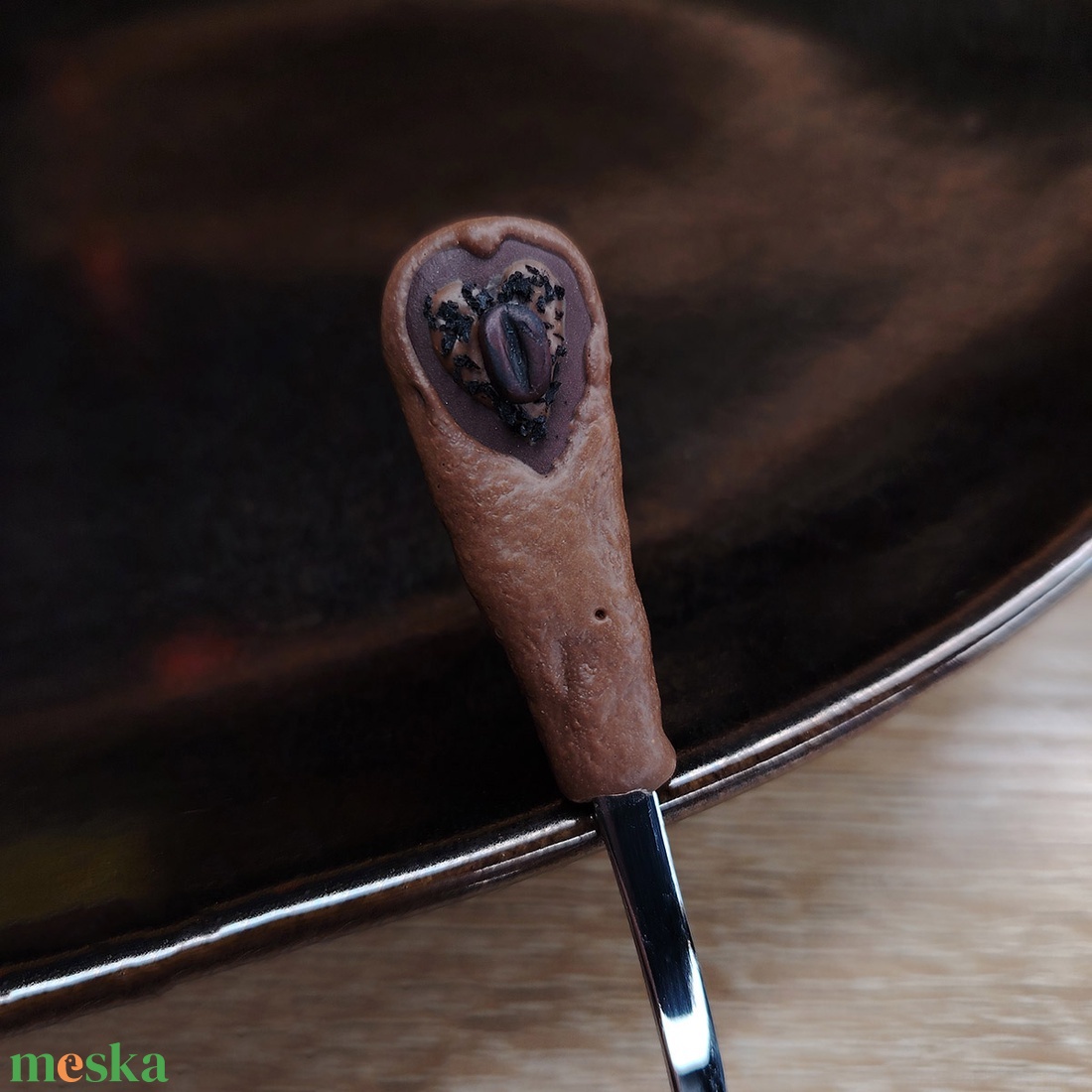 Csokis keksz és kávé zaccos szívvel kávéskanál - otthon & életmód - konyhafelszerelés, tálalás - tálalás - kanál & villa - Meska.hu