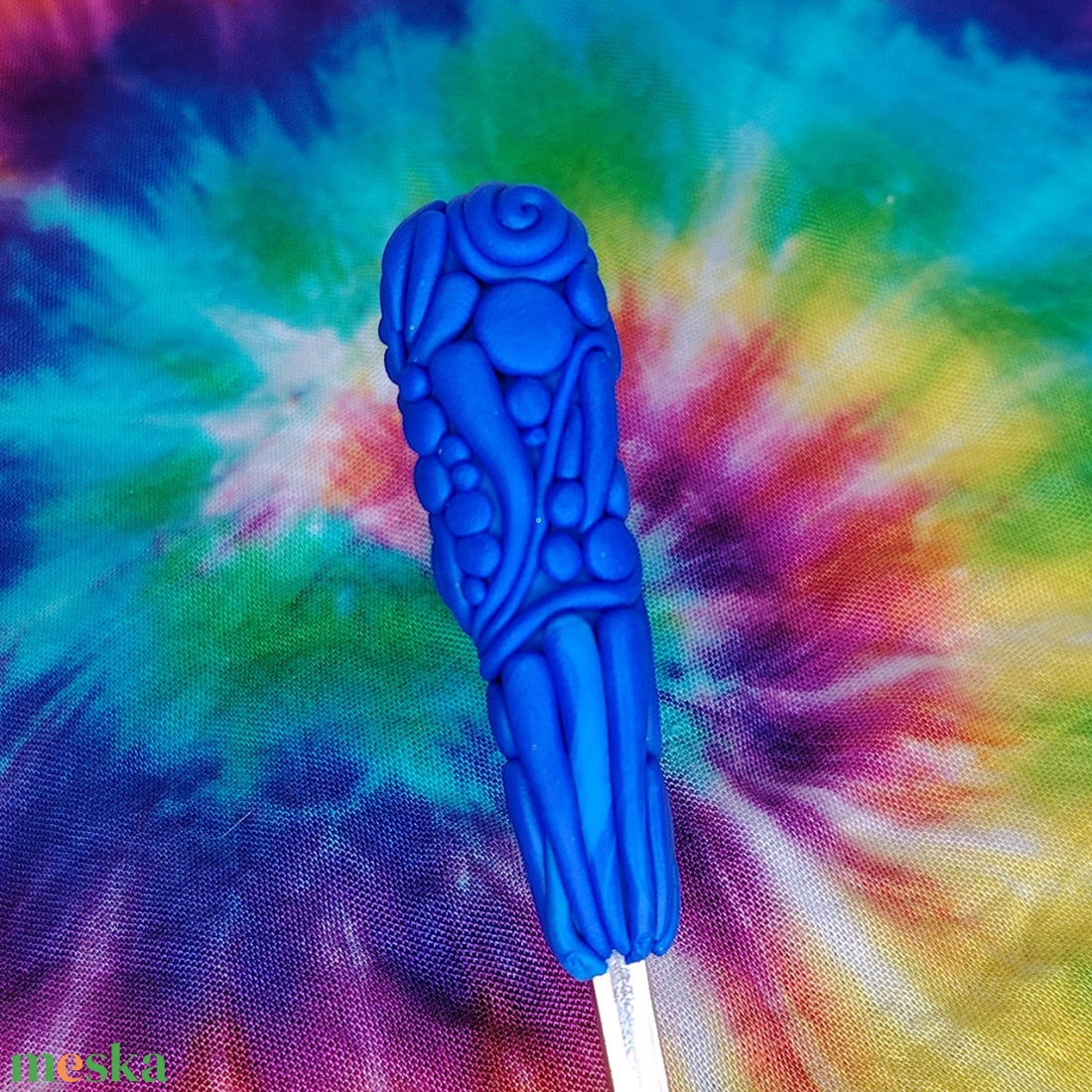 Királykék spirál díszítésű teáskanál - otthon & életmód - konyhafelszerelés, tálalás - tálalás - kanál & villa - Meska.hu