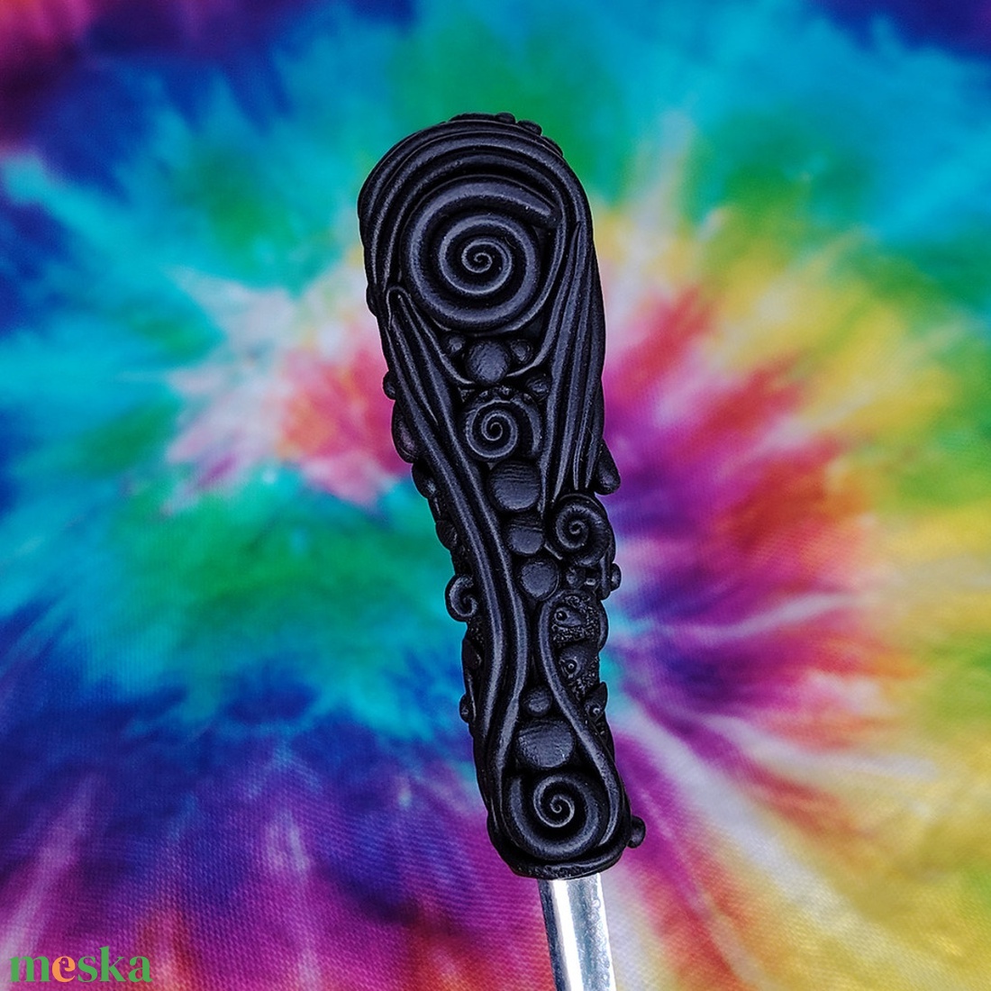 Fekete spirál díszítésű teáskanál - otthon & életmód - konyhafelszerelés, tálalás - tálalás - kanál & villa - Meska.hu