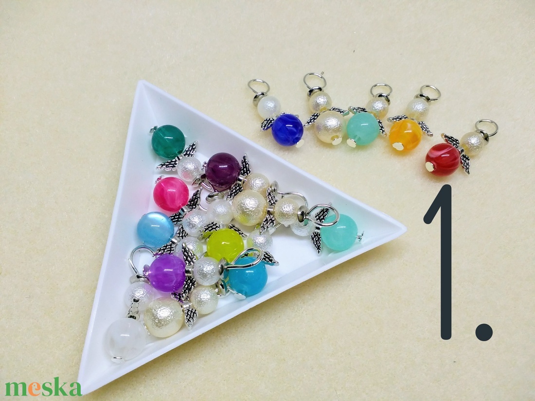 Gyöngy angyalkák - karácsony - karácsonyi ajándékozás - karácsonyi képeslap, üdvözlőlap, ajándékkísérő - Meska.hu