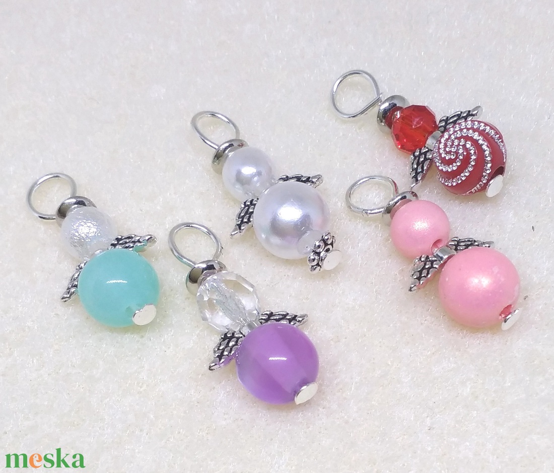 Gyöngy angyalkák - karácsony - karácsonyi ajándékozás - karácsonyi képeslap, üdvözlőlap, ajándékkísérő - Meska.hu