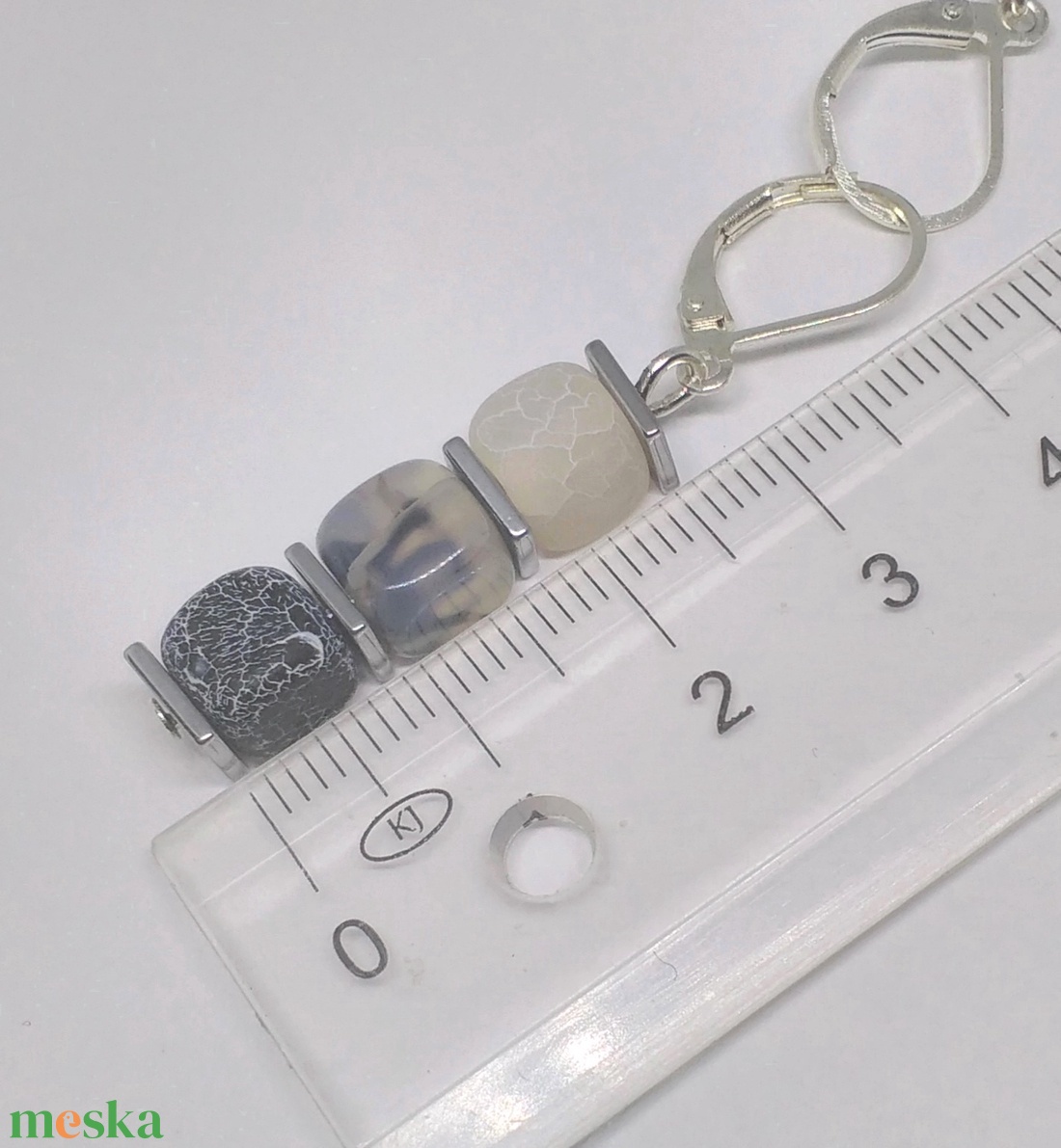 CUBE szürke fülbevaló - ékszer - fülbevaló - lógó fülbevaló - Meska.hu