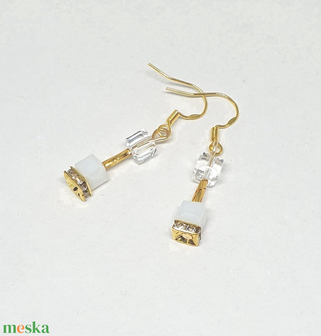 CUBE kék fülbevaló - ékszer - fülbevaló - lógó fülbevaló - Meska.hu