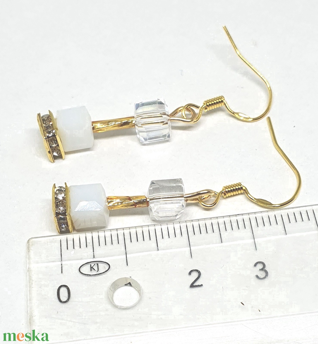 CUBE kék fülbevaló - ékszer - fülbevaló - lógó fülbevaló - Meska.hu