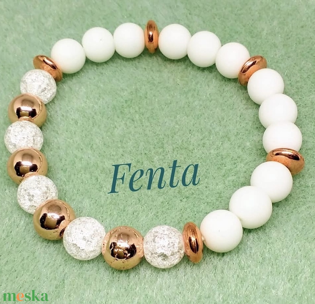 Fehér és arany karkötő - ékszer - karkötő - gyöngyös karkötő - Meska.hu